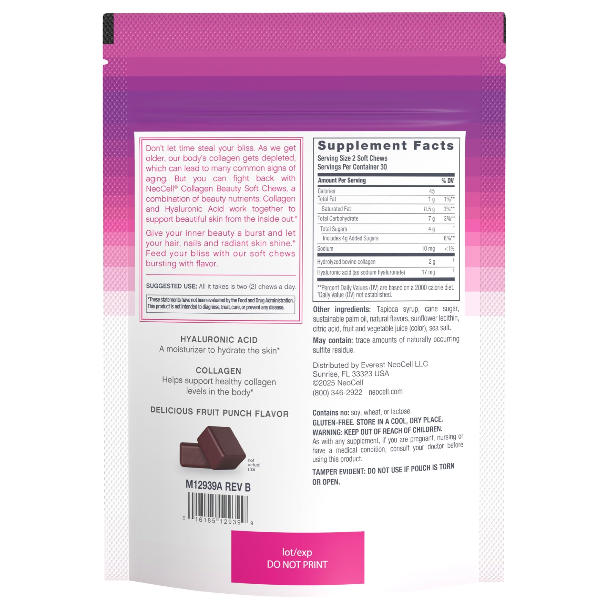 NeoCell Collagen Beauty Soft Chews soft chews displayed on a table