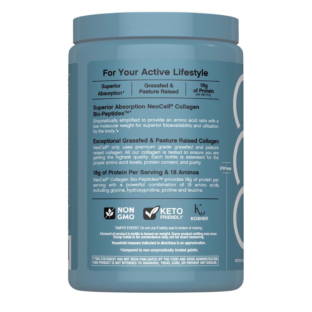 NeoCell Collagen Powder 381g side view showing scoop