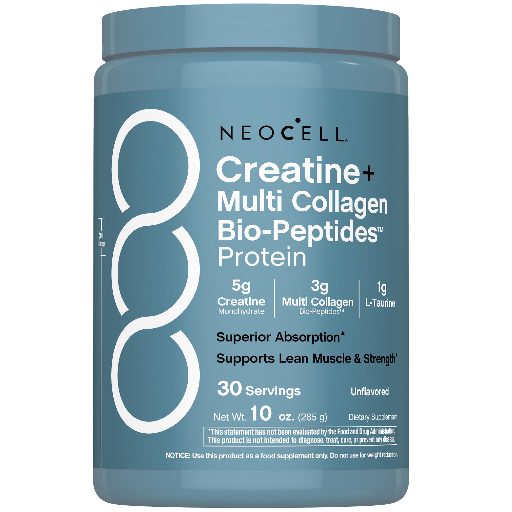 NeoCell Creatine + Multi Collagen Bio-Peptides Protein Powder front view