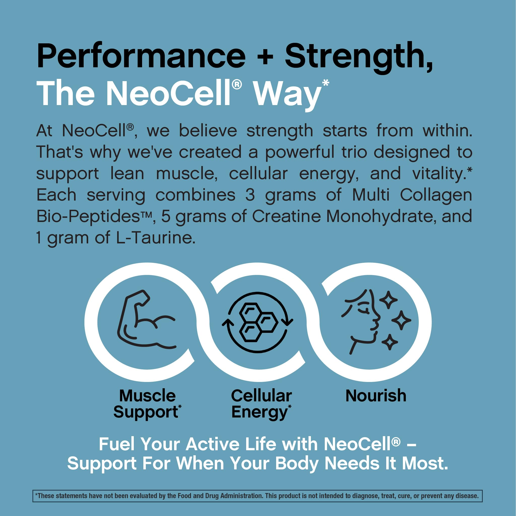 NeoCell Creatine + Multi Collagen Protein Powder mixed in a smoothie