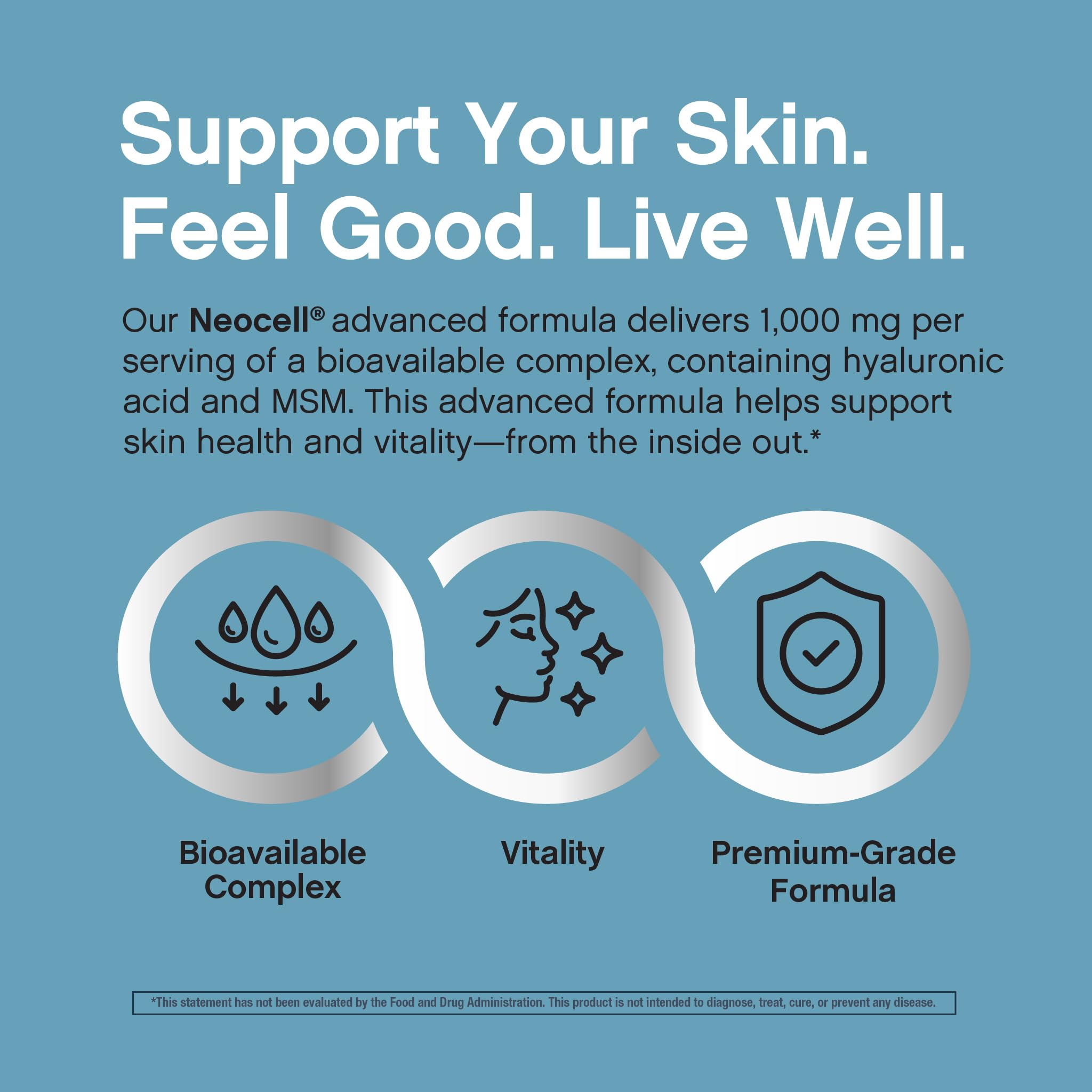 NeoCell Hyaluronic Acid + MSM Capsules close-up of capsules