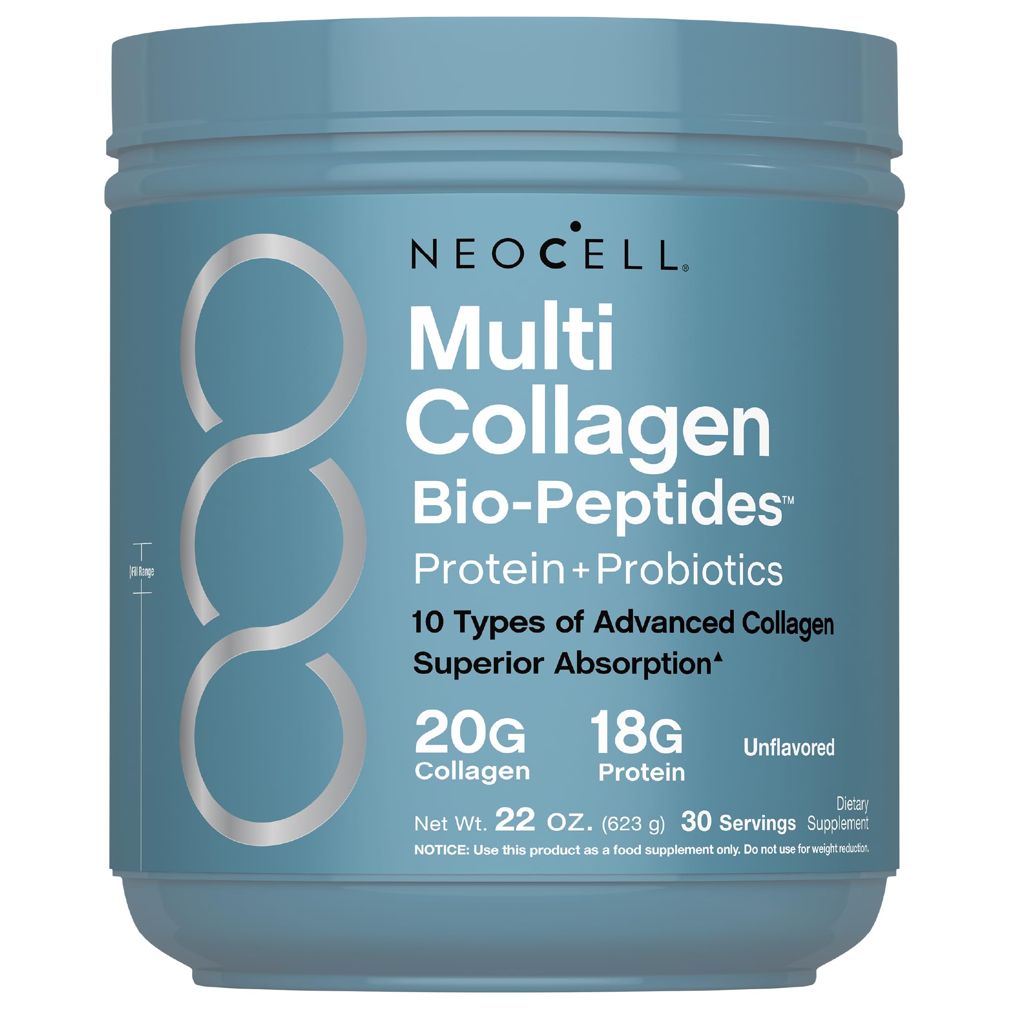 NeoCell Multi Collagen Advanced Bio-Peptides Powder front view