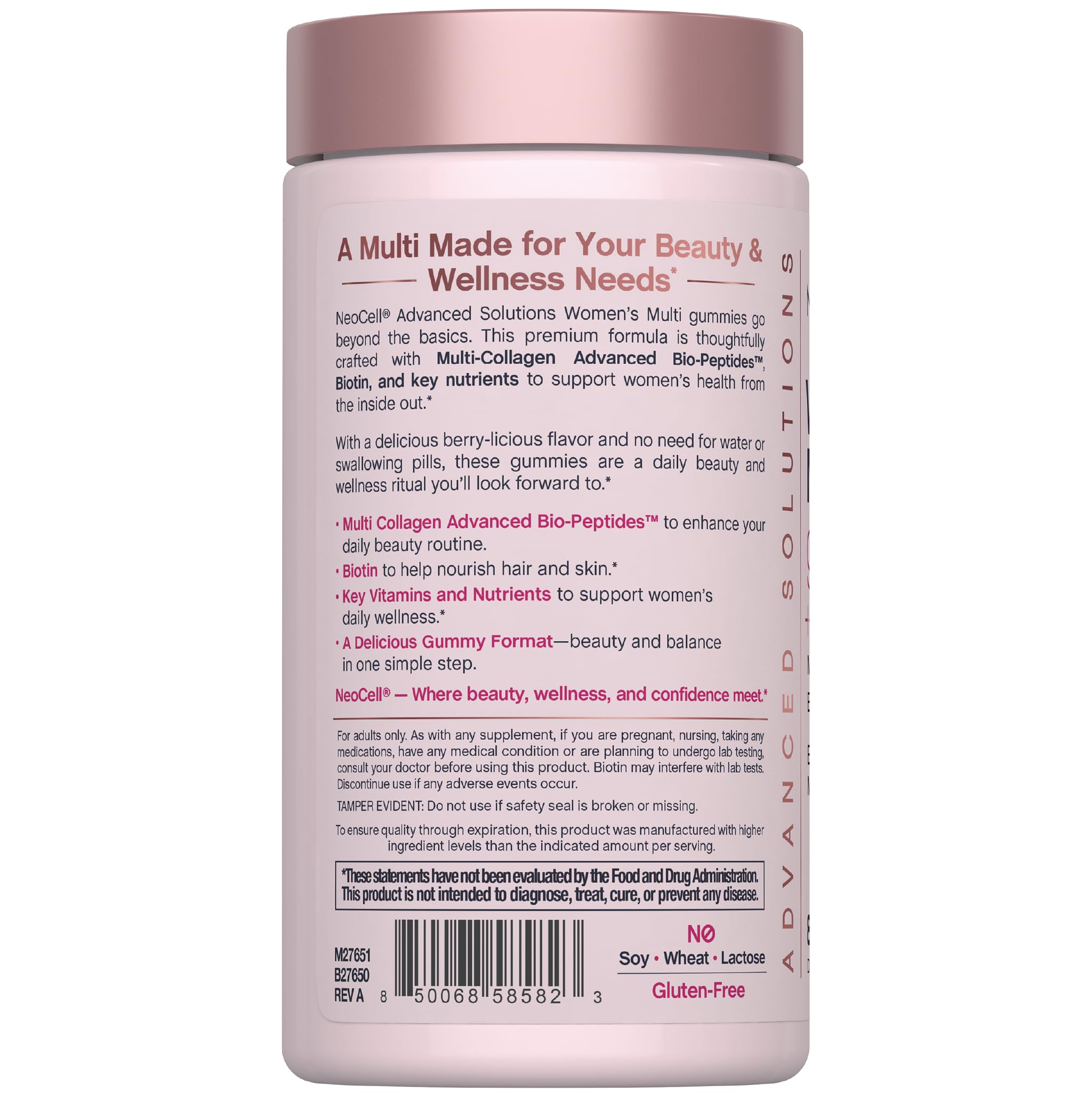 NeoCell Multi Collagen Advanced Gummies 249g back view