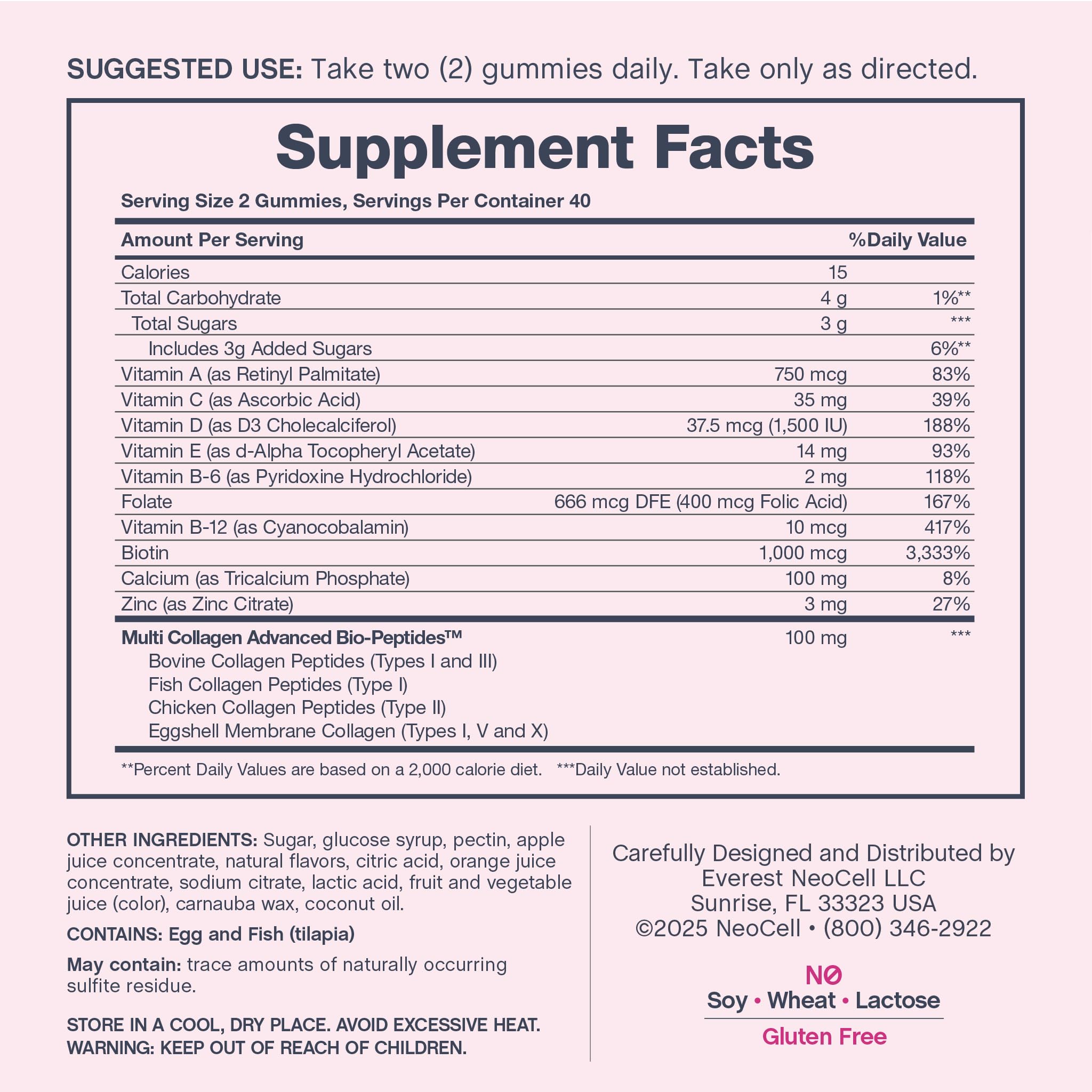 NeoCell Multi Collagen Advanced Gummies 249g side view