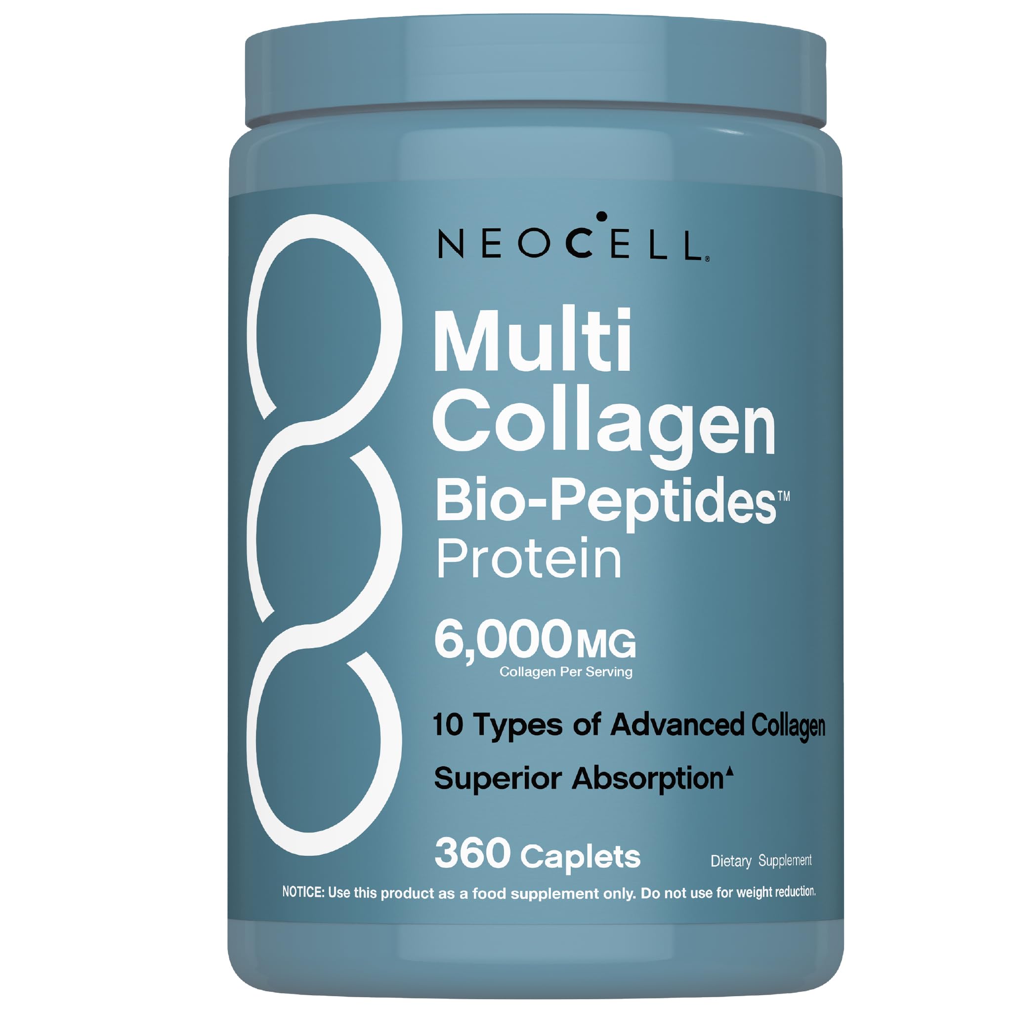 NeoCell Multi Collagen Bio-Peptides 6000mg caplets front view