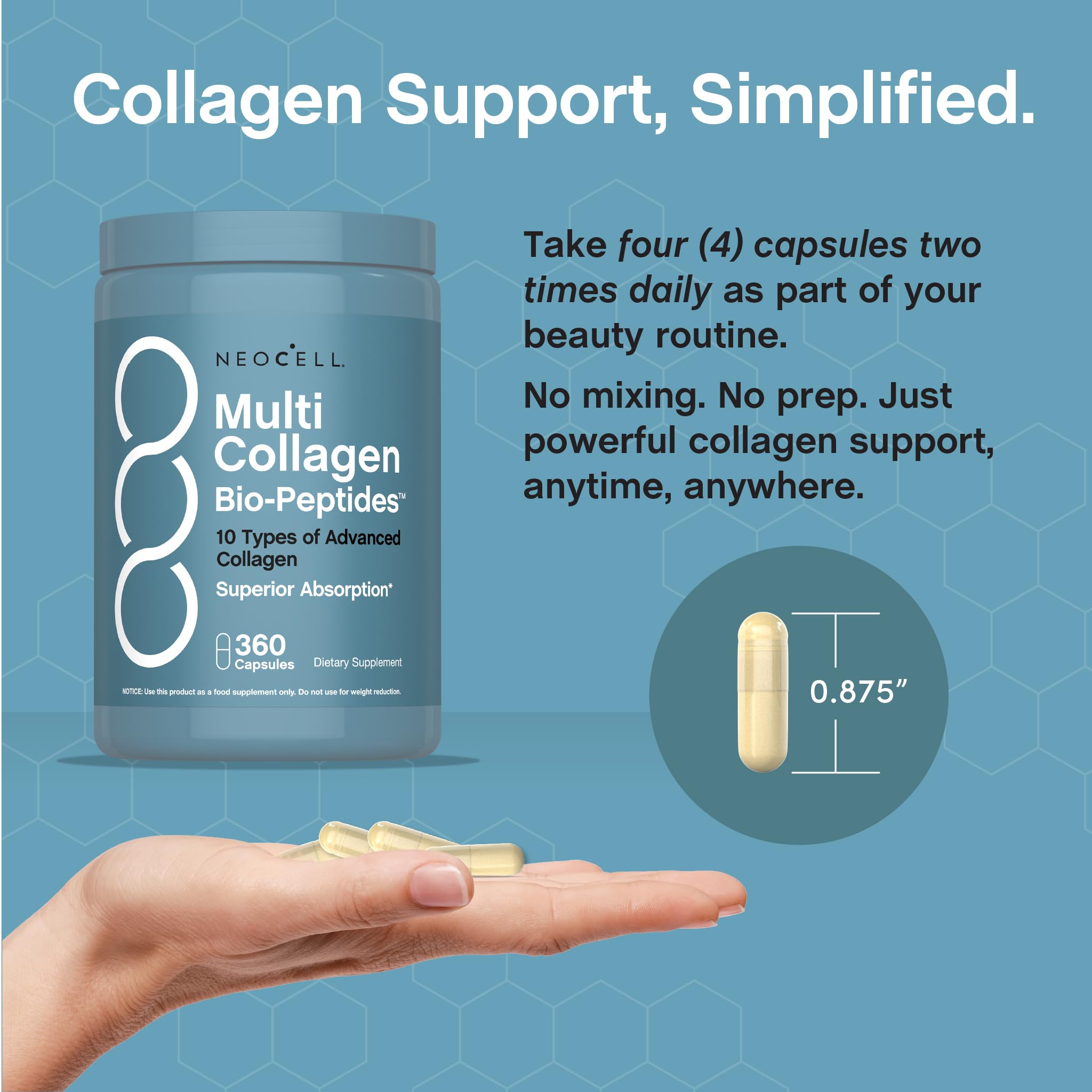 NeoCell Multi Collagen Bio-Peptides capsules with fresh ingredients