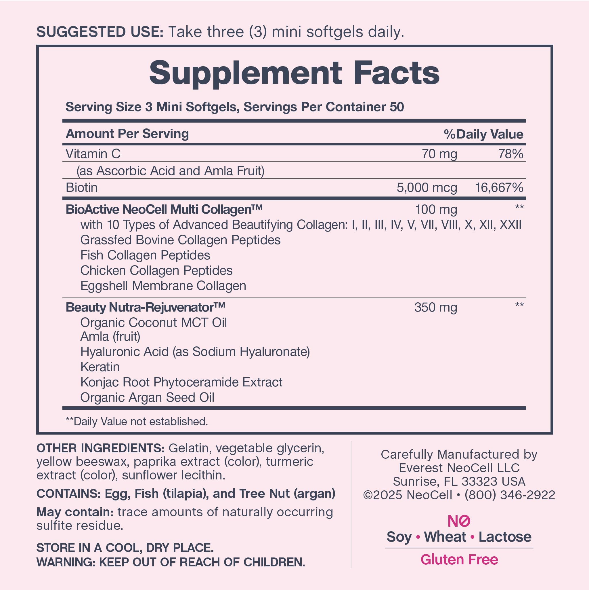 NeoCell Multi Collagen Complex ingredient list