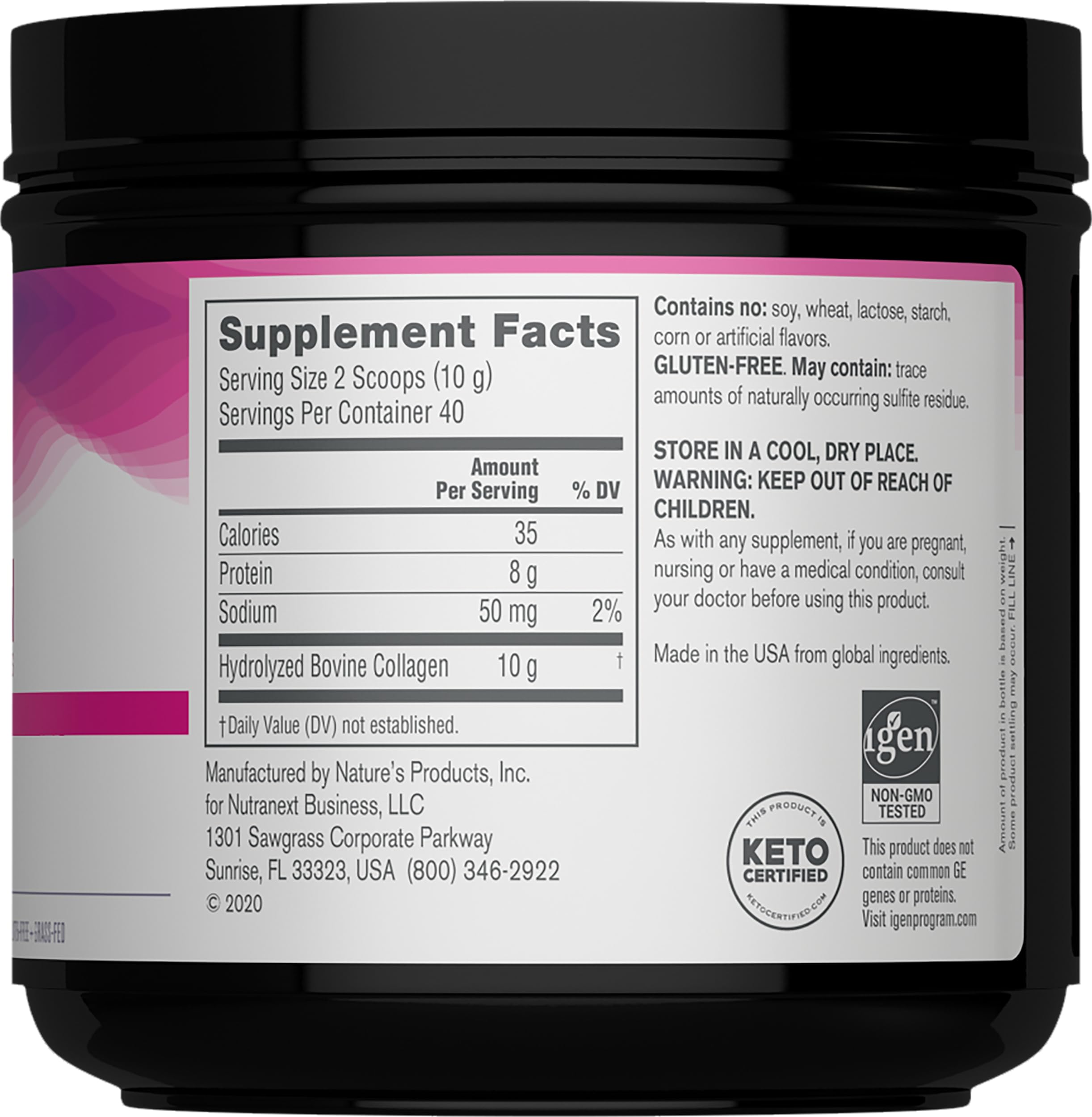 NeoCell Super Collagen Peptides Powder 14.1 oz canister side view