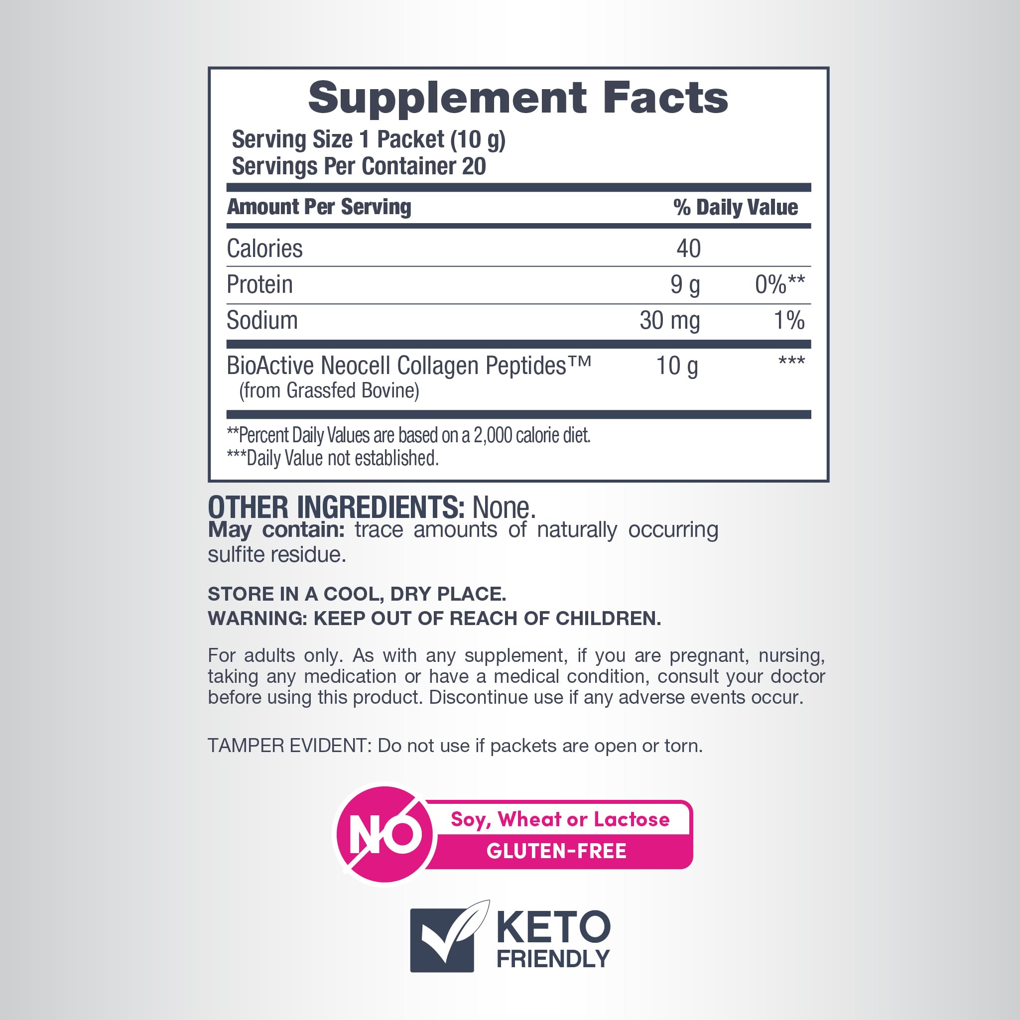NeoCell Super Collagen Peptides Powder ingredients list