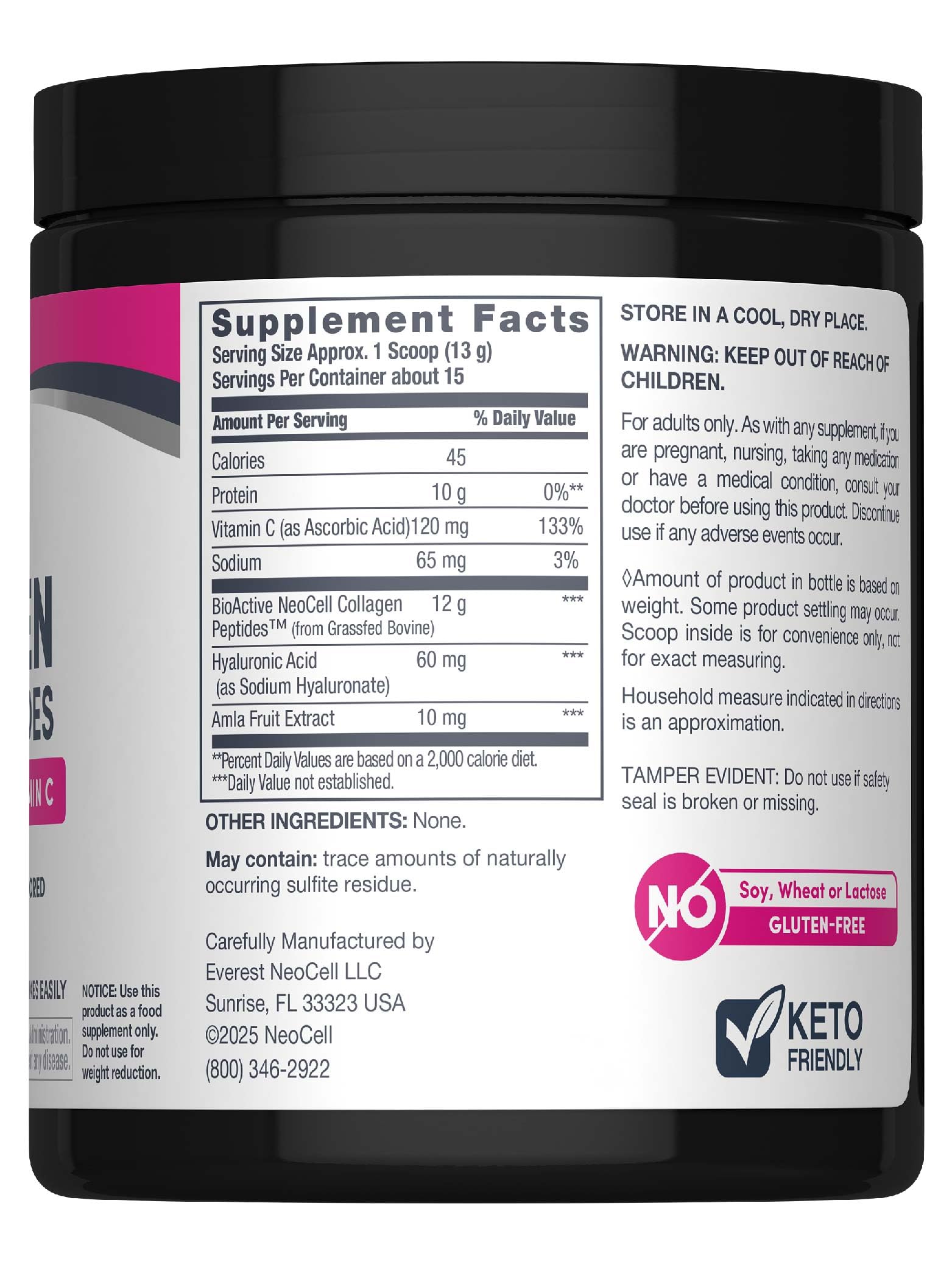 NeoCell Super Collagen Plus Powder nutritional information
