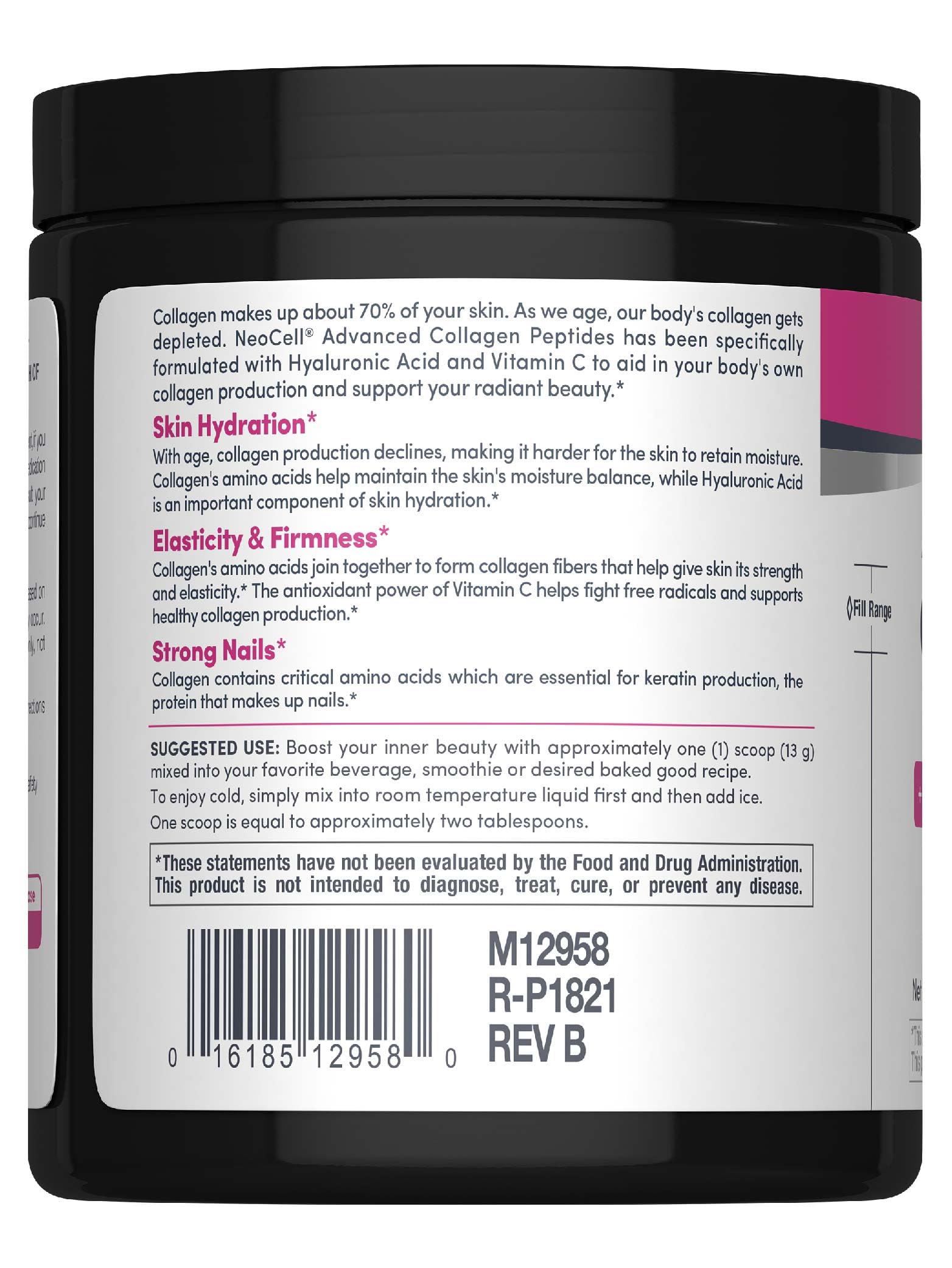 NeoCell Super Collagen Plus Powder with scoop on a wooden table