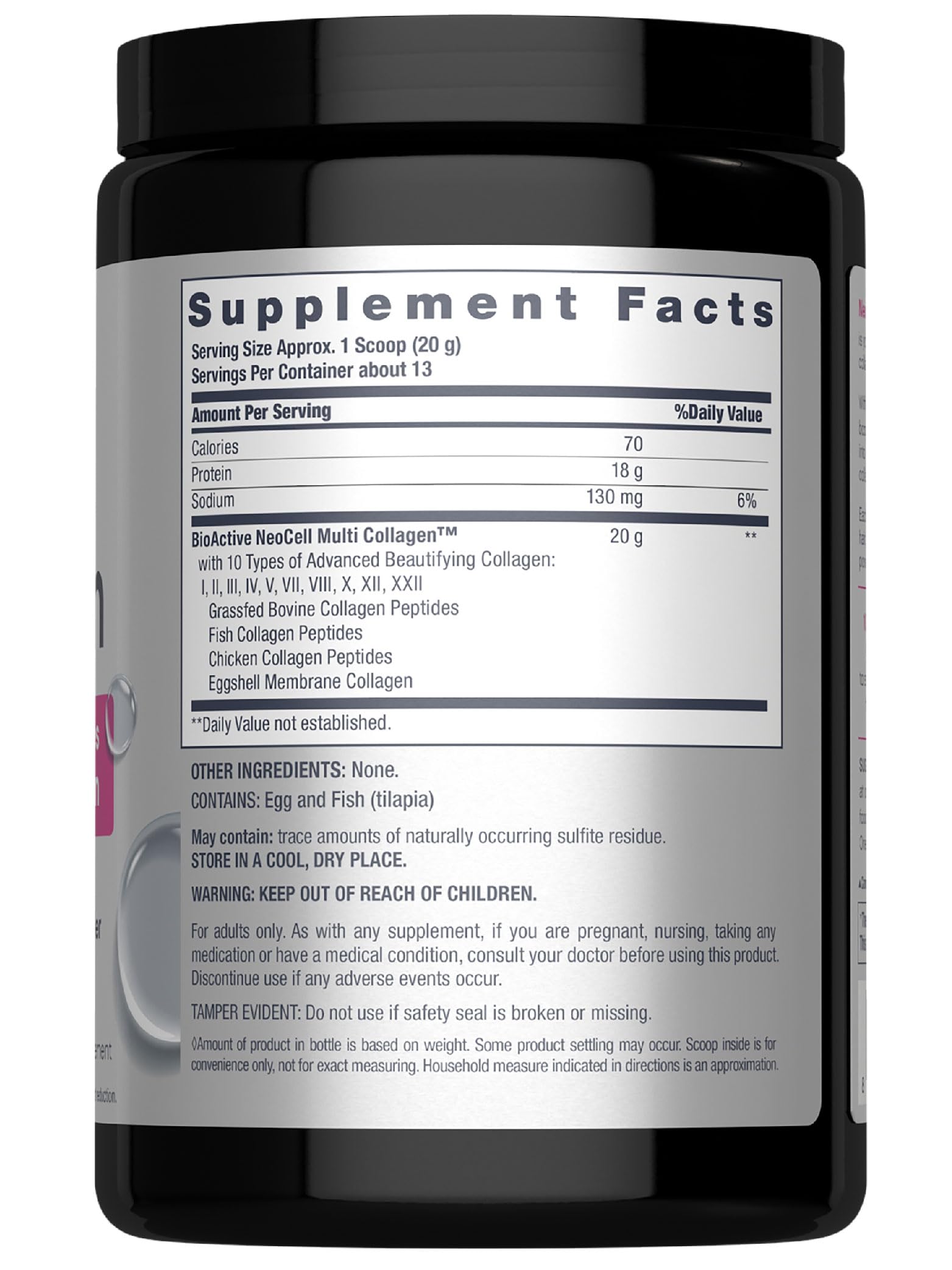 NeoCell Super Multi Collagen Powder 9oz canister side view