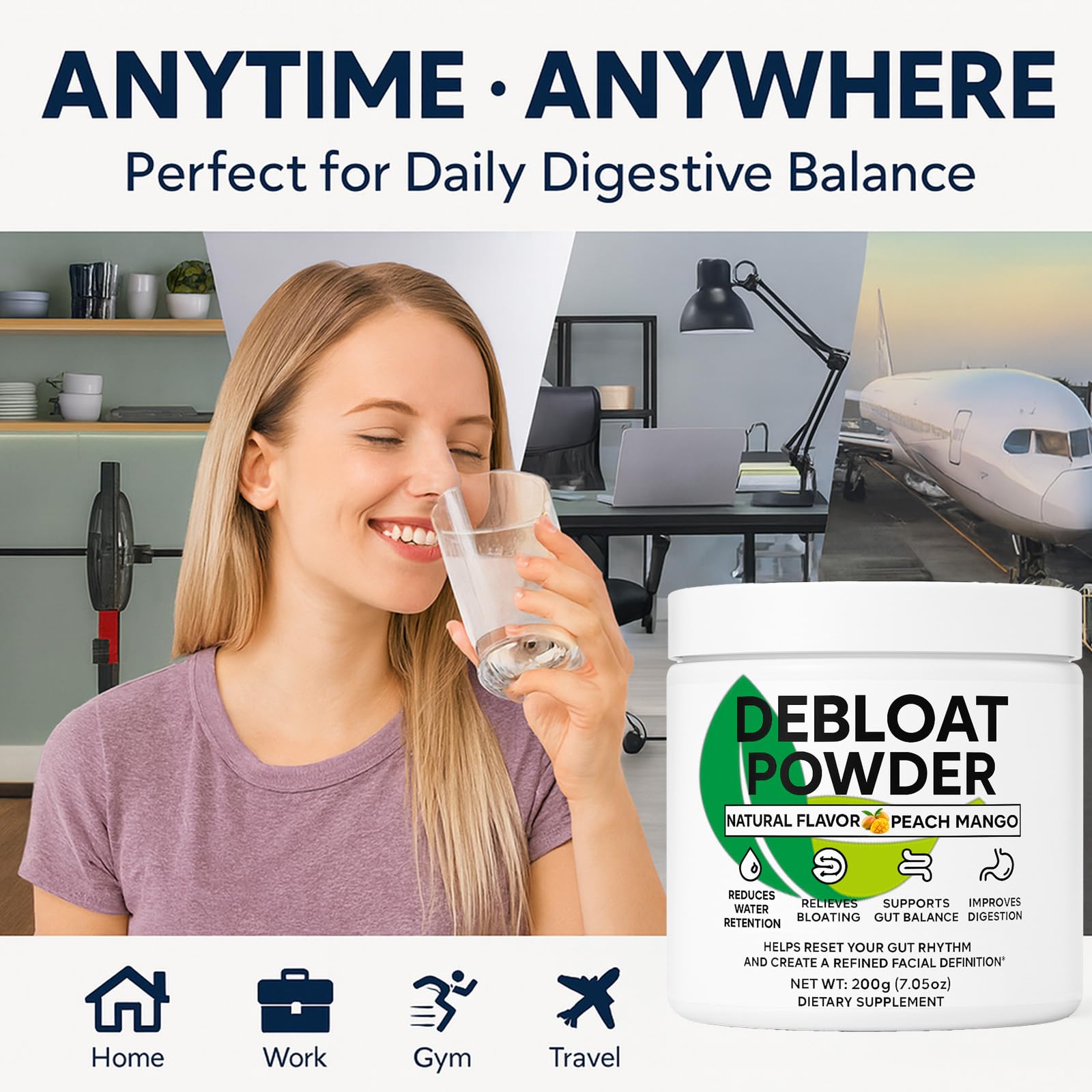 Neonomicon Debloat Powder 200g Peach Mango flavour lifestyle scene