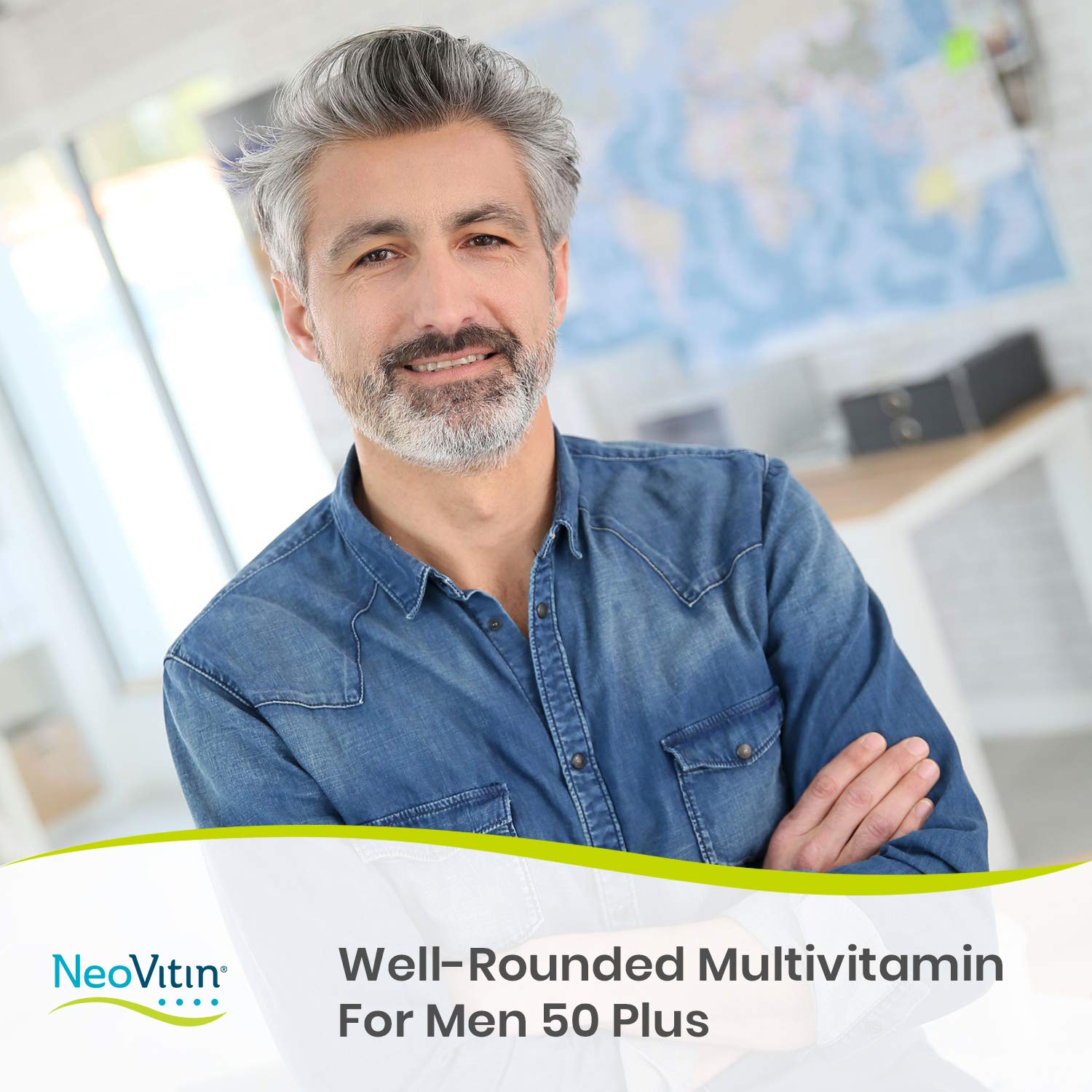 NeoVitin Men's 50+ Multivitamin in a lifestyle setting