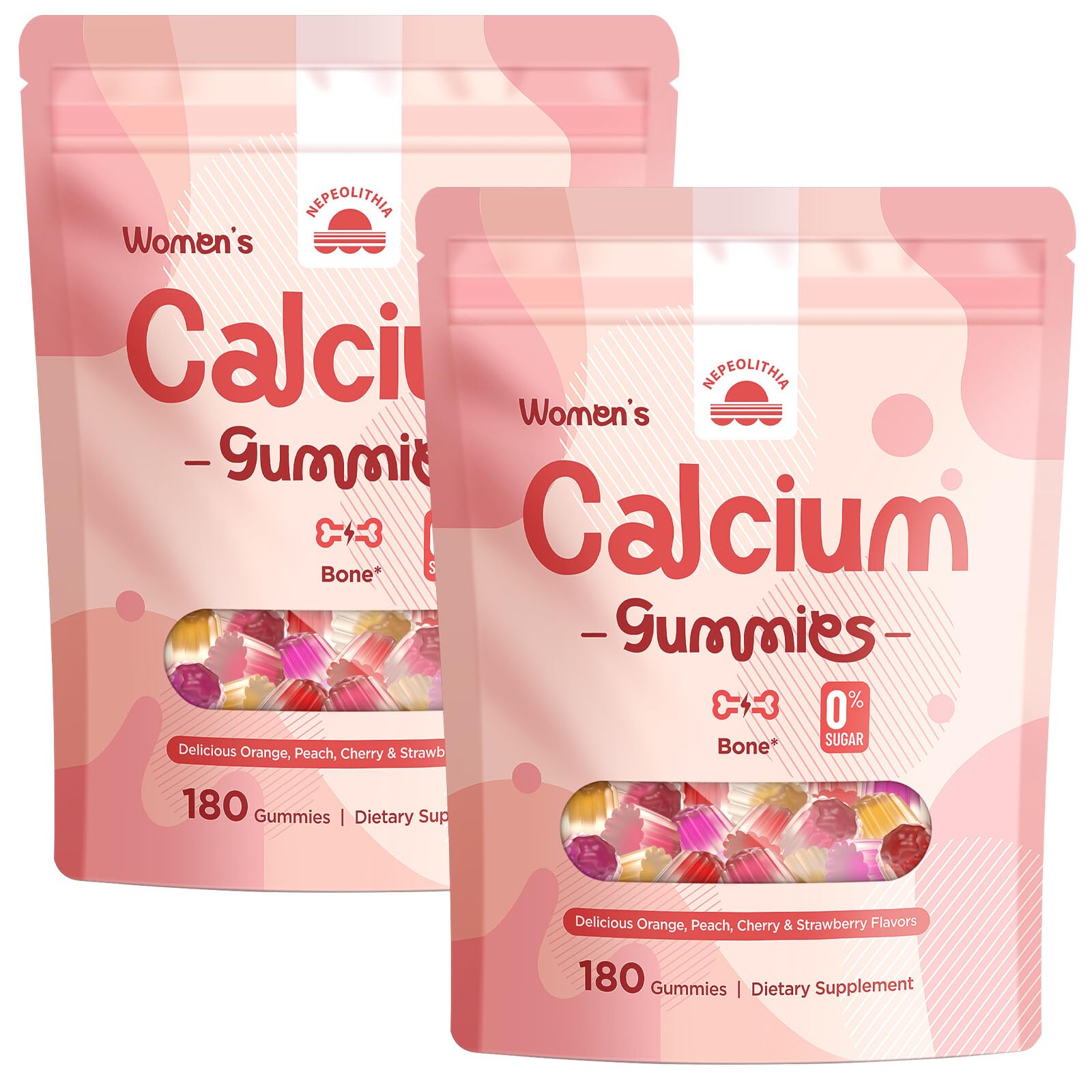 Nepeolithia Calcium Gummies pouch front view with mixed fruity flavours