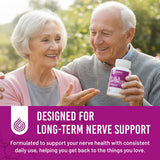 NERVE RENEW Alpha Lipoic Acid supplement capsules on a wooden table