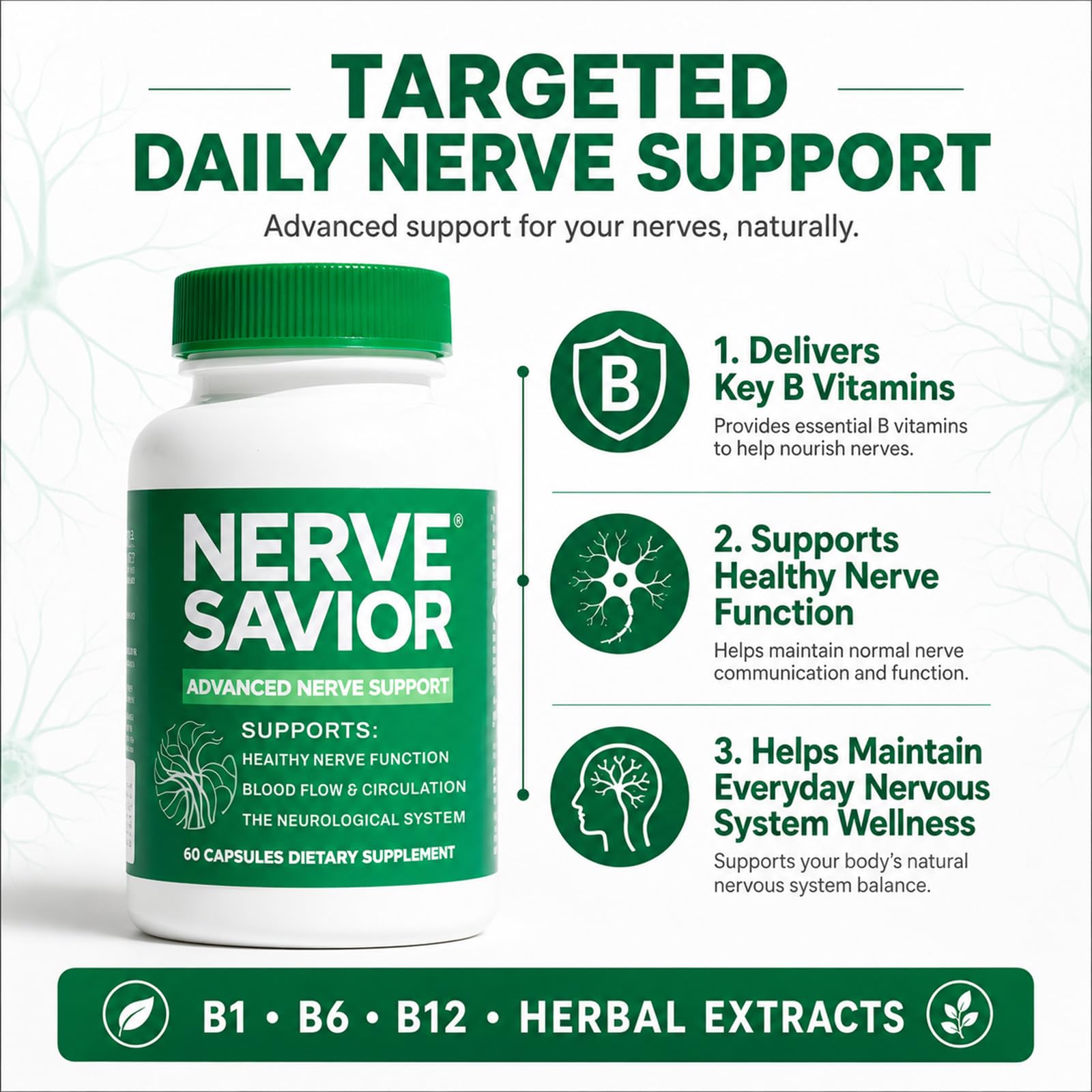 Nerve Savior B-Complex Supplement bottle with label