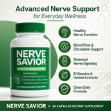 Nerve Savior B-Complex Supplement capsules on a wooden table