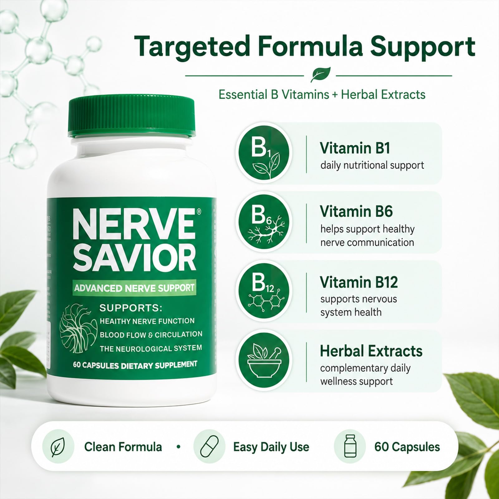 Nerve Savior B-Complex Supplement ingredients list on packaging