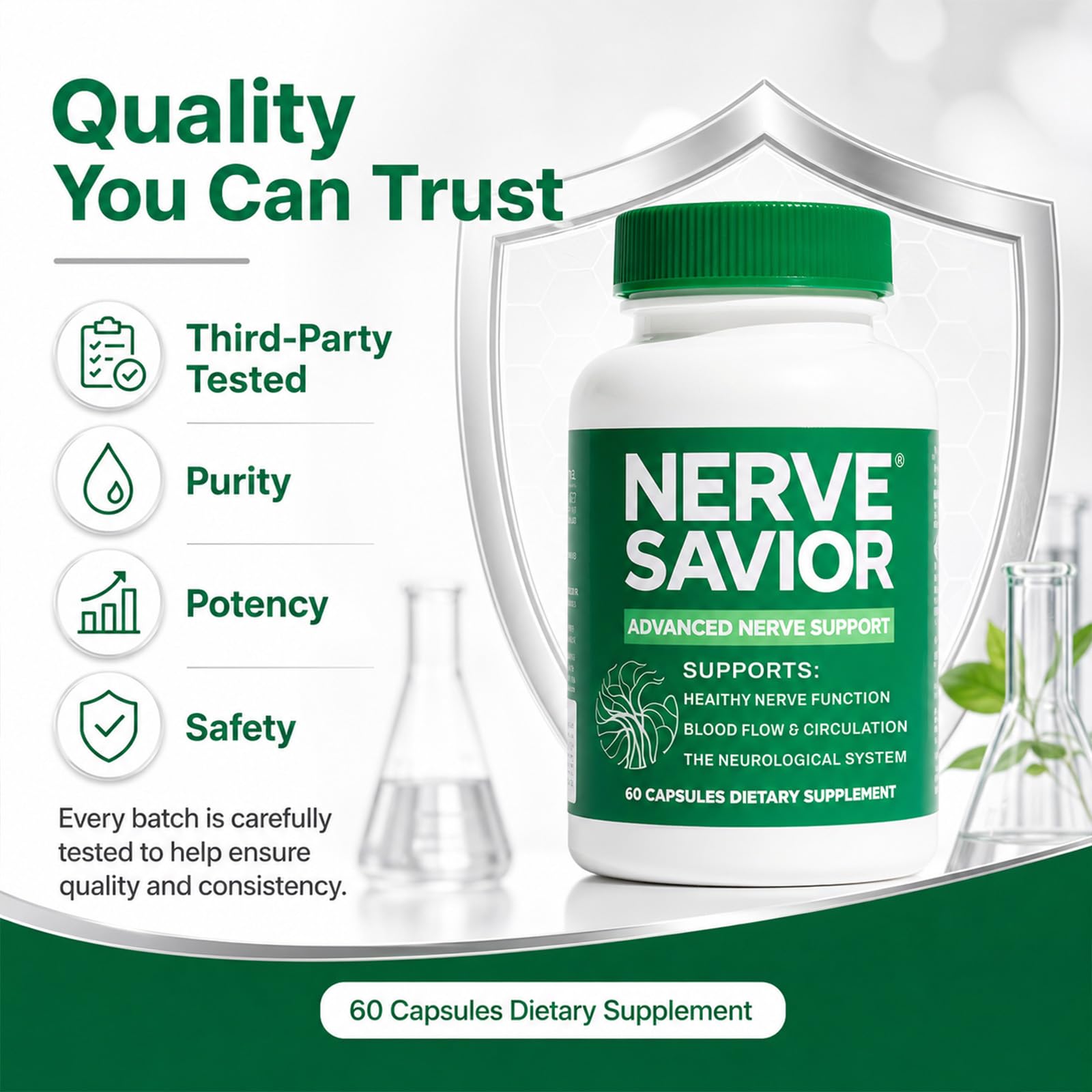 Nerve Savior B-Complex Supplement side view of bottle