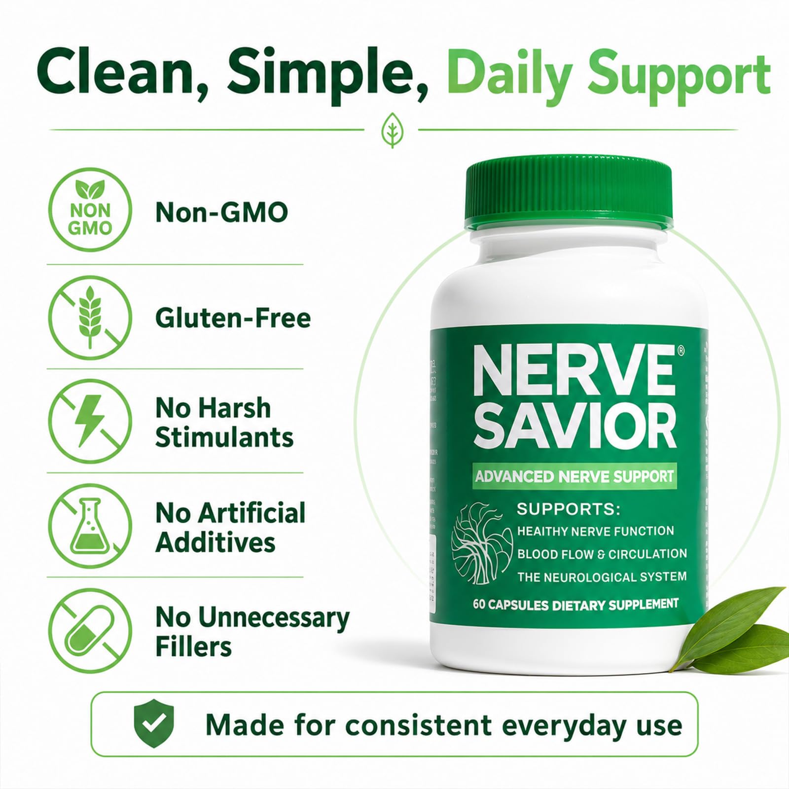 Nerve Savior B-Complex Supplement with a glass of water