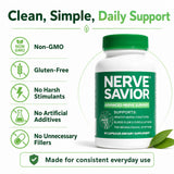 Nerve Savior B-Complex Supplement with a glass of water