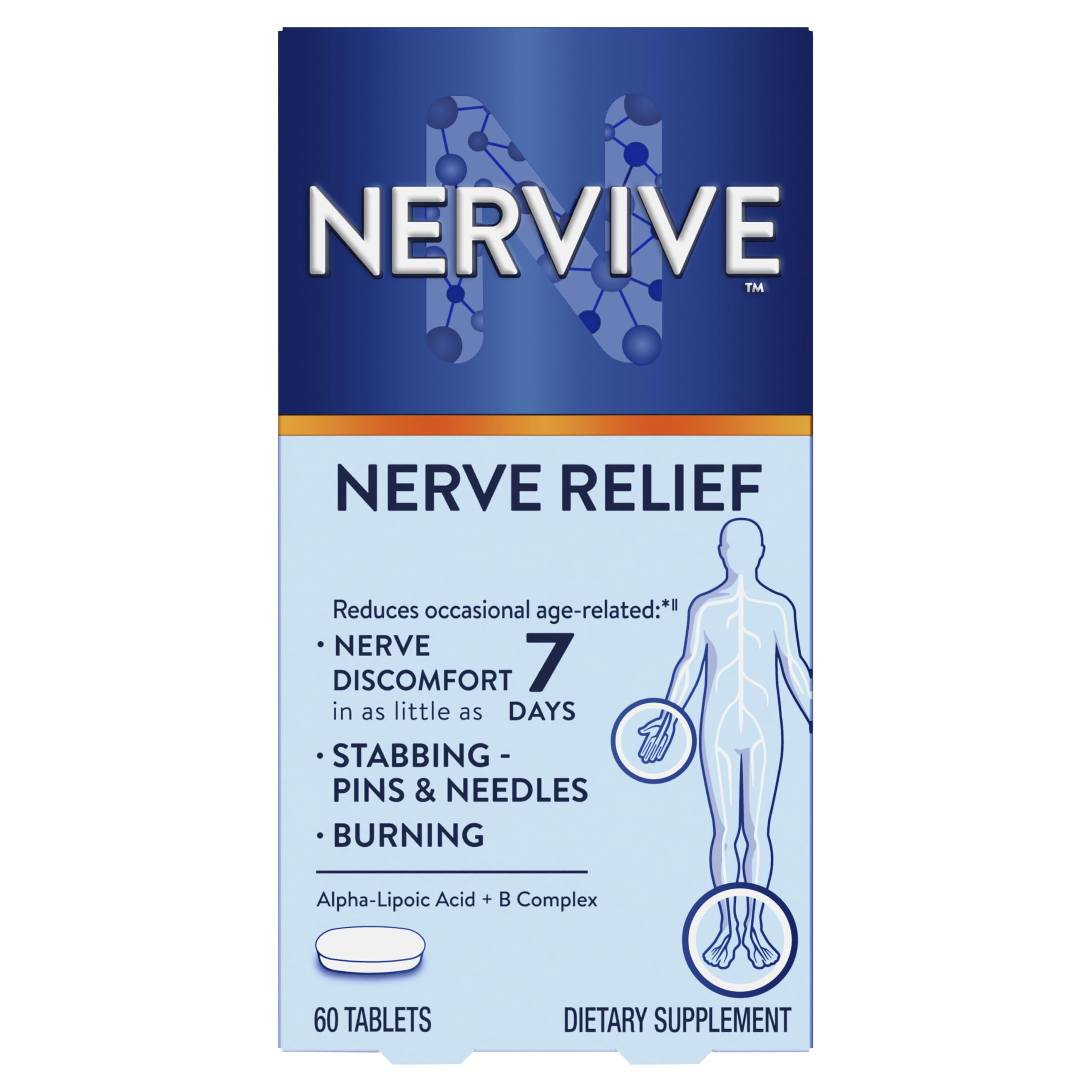 Nervive Nerve Relief 600mg Alpha Lipoic Acid supplement front view