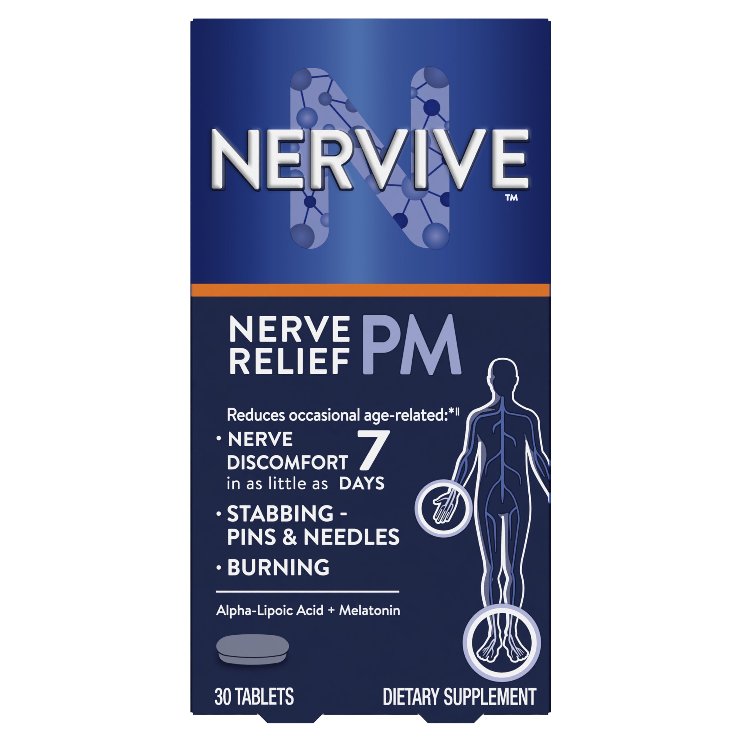 Nervive Nerve Relief PM 30 Count Capsules front view