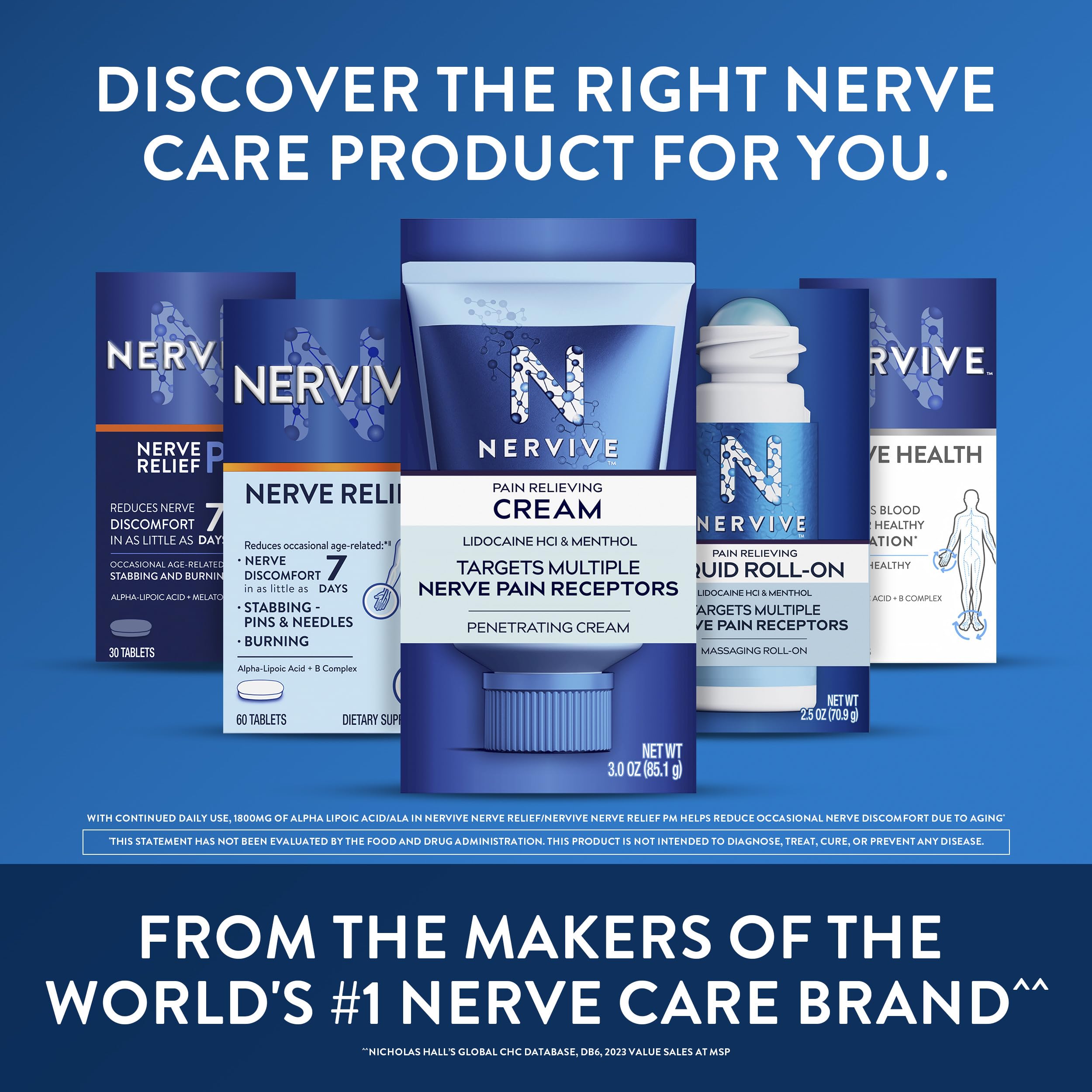 Nervive Nerve Relief PM capsules in a hand