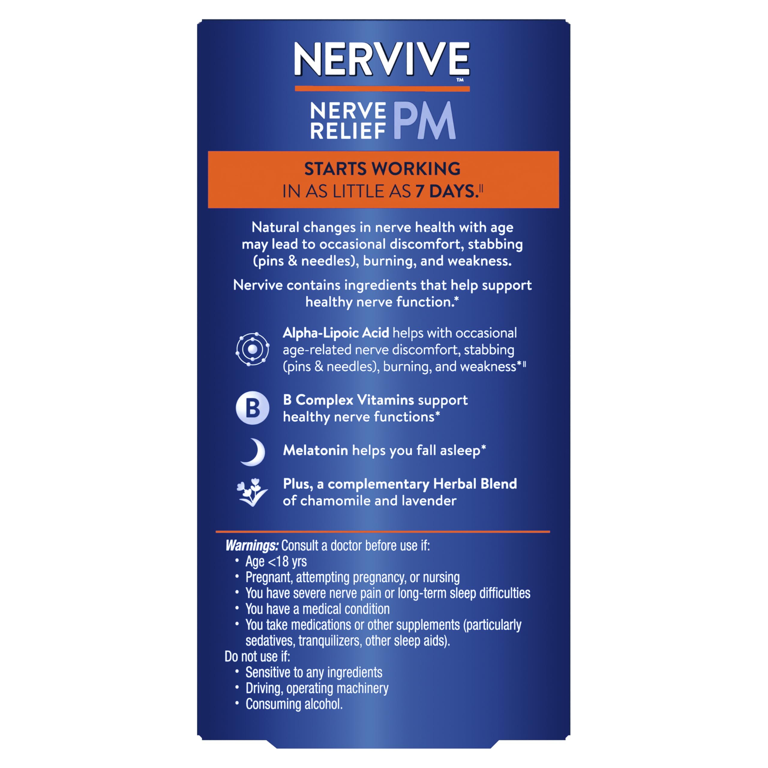 Nervive Nerve Relief PM ingredients list