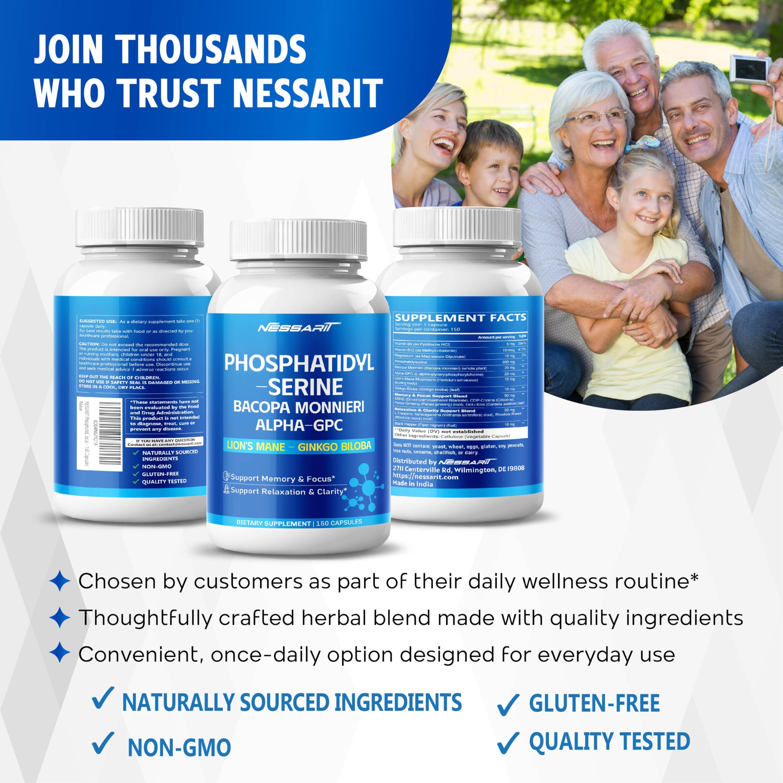 NESSARIT Bacopa Monnieri Supplement displayed with other supplements