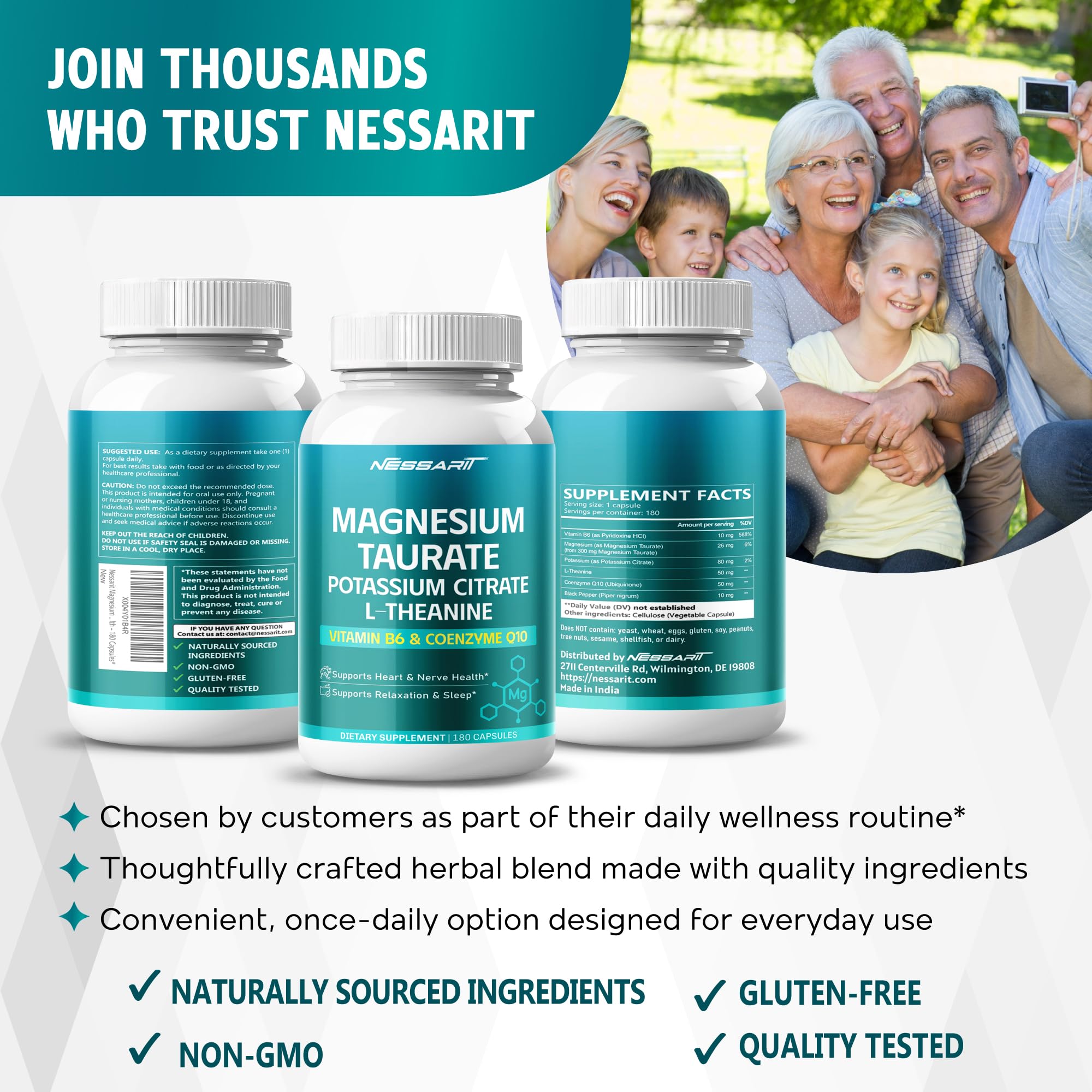 NESSARIT Magnesium capsules with a glass of water