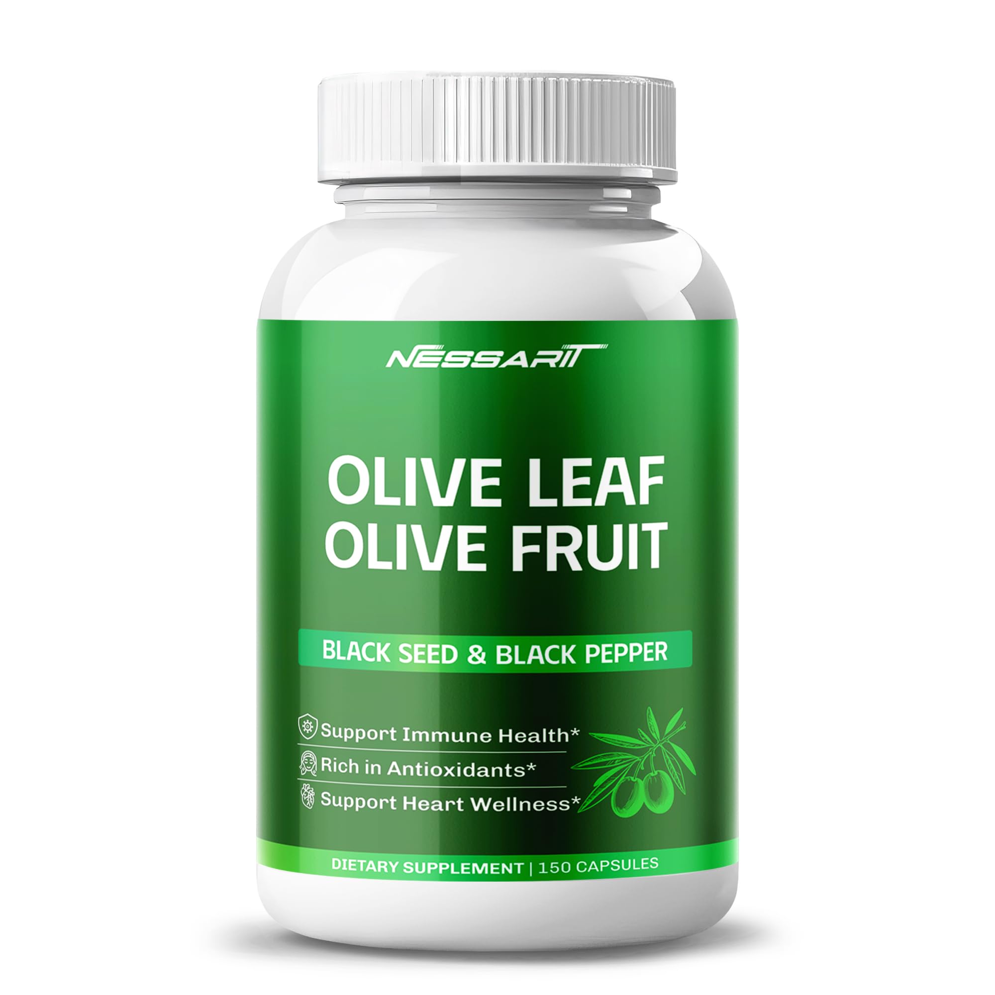 NESSARIT Olive Leaf Supplement bottle front view with 150 capsules