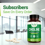 Nested Naturals Choline Supplement displayed with other supplements