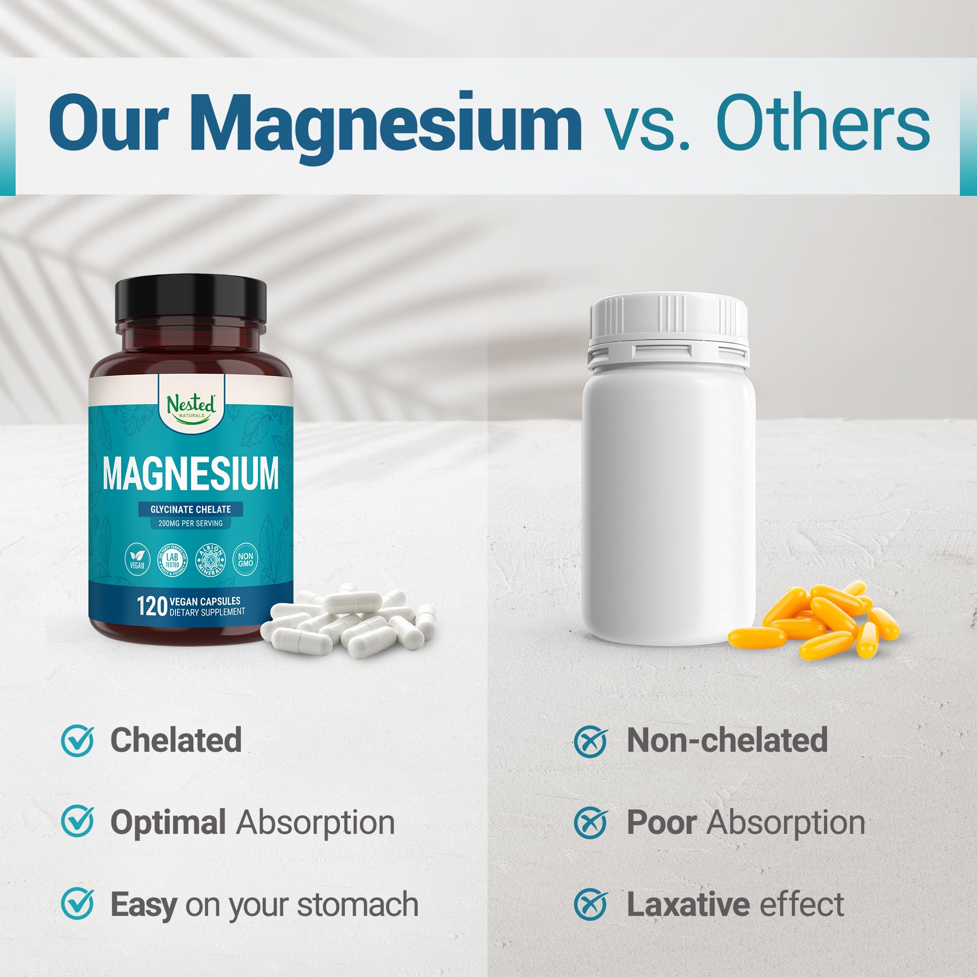 Nested Naturals Magnesium Glycinate 358g on a wooden table