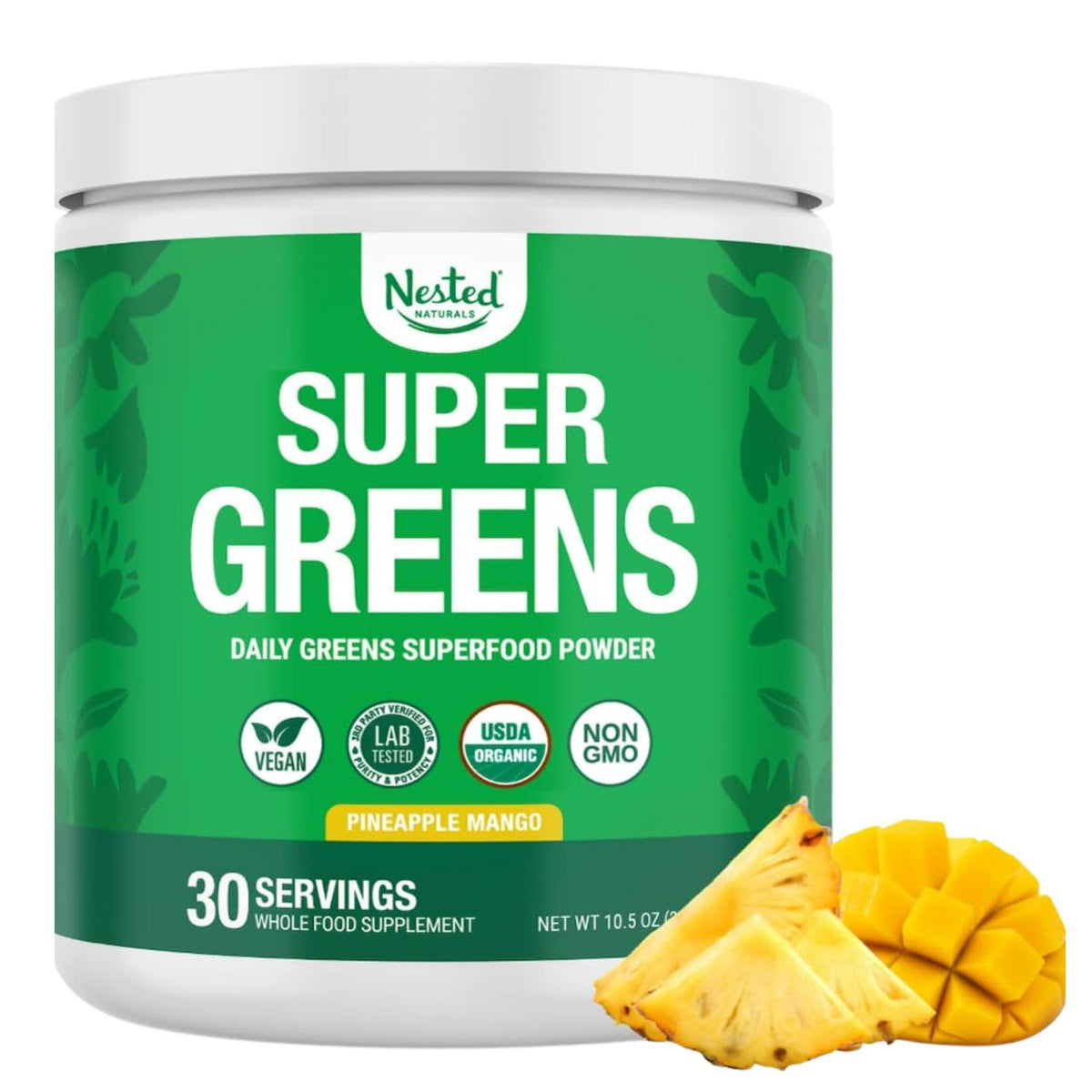 Nested Naturals Super Greens Powder front view packaging