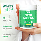 Nested Naturals Super Greens Powder in a glass of water