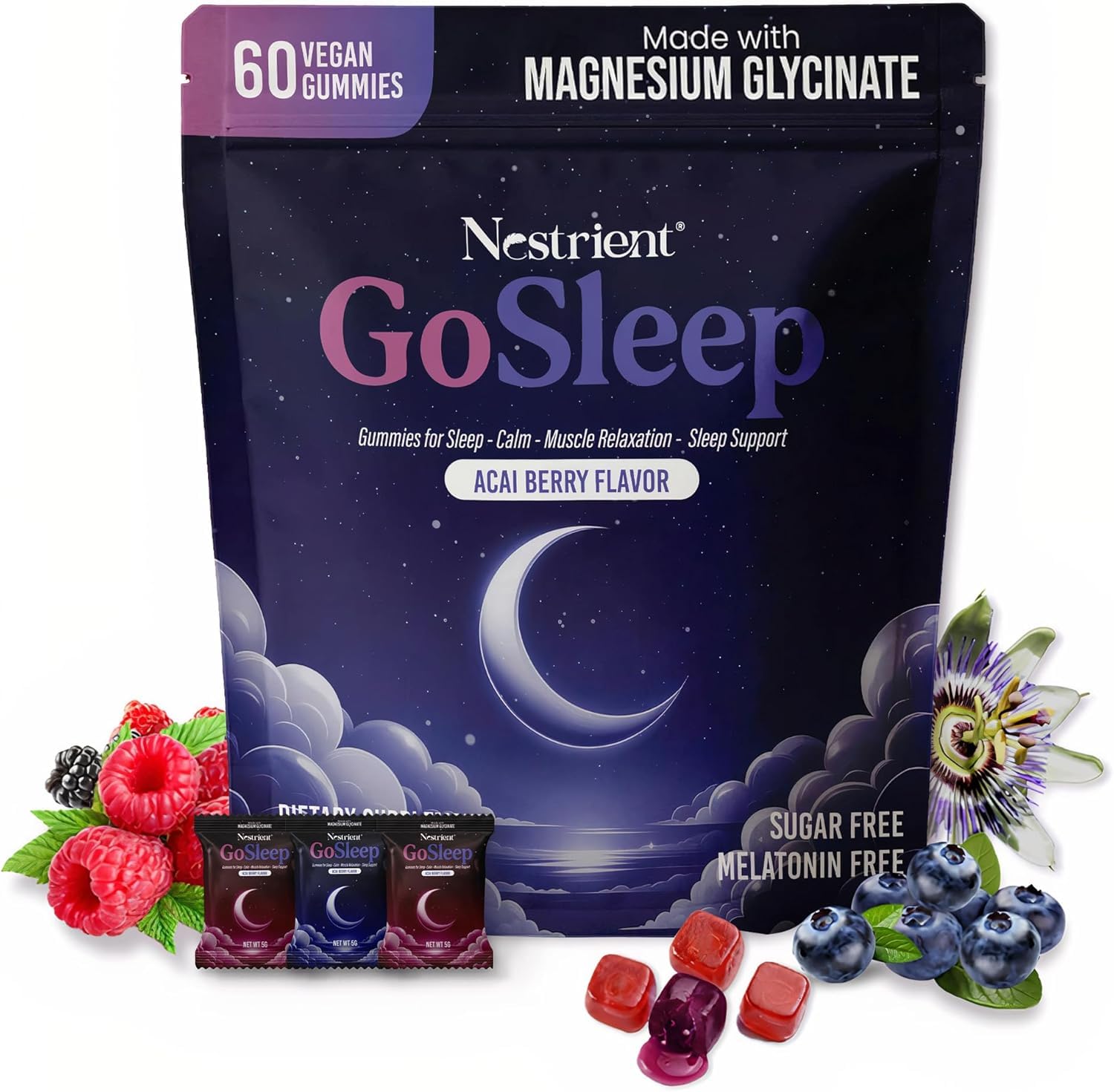 Nestrient GoSleep Gummies Acai Berry front view