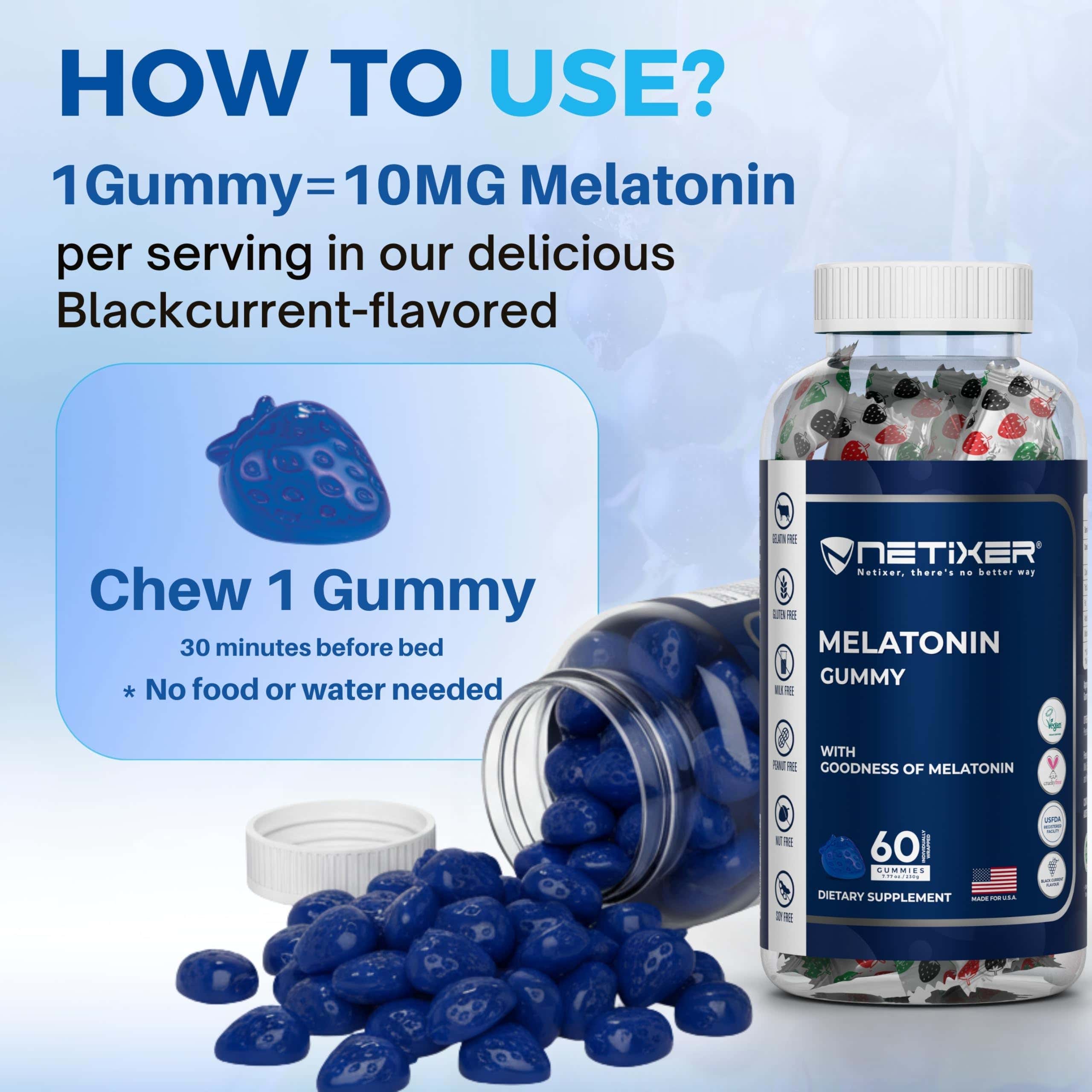 nETiXER Melatonin Gummies with a measuring spoon for serving