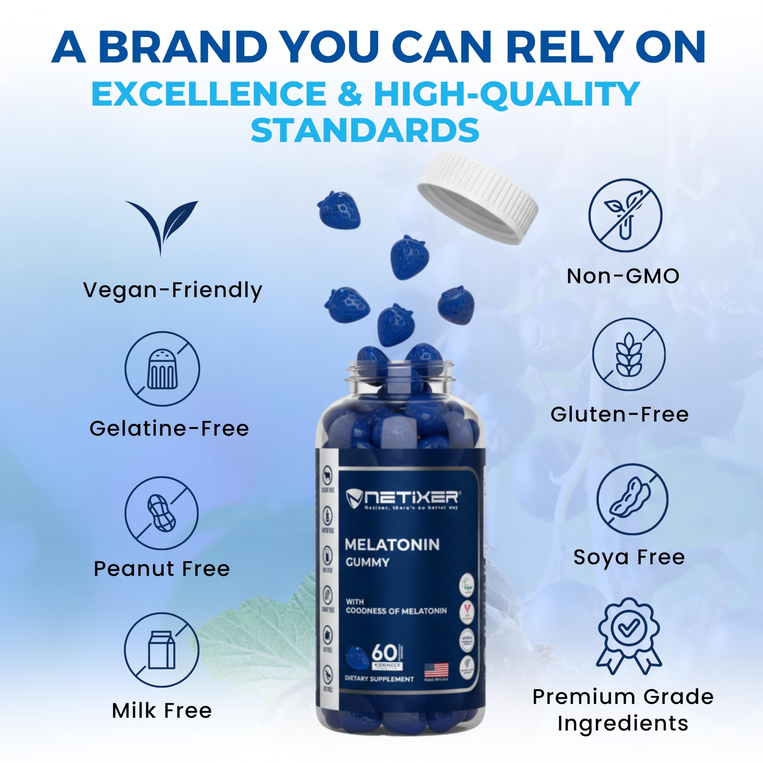 nETiXER Melatonin Gummies with ingredients list