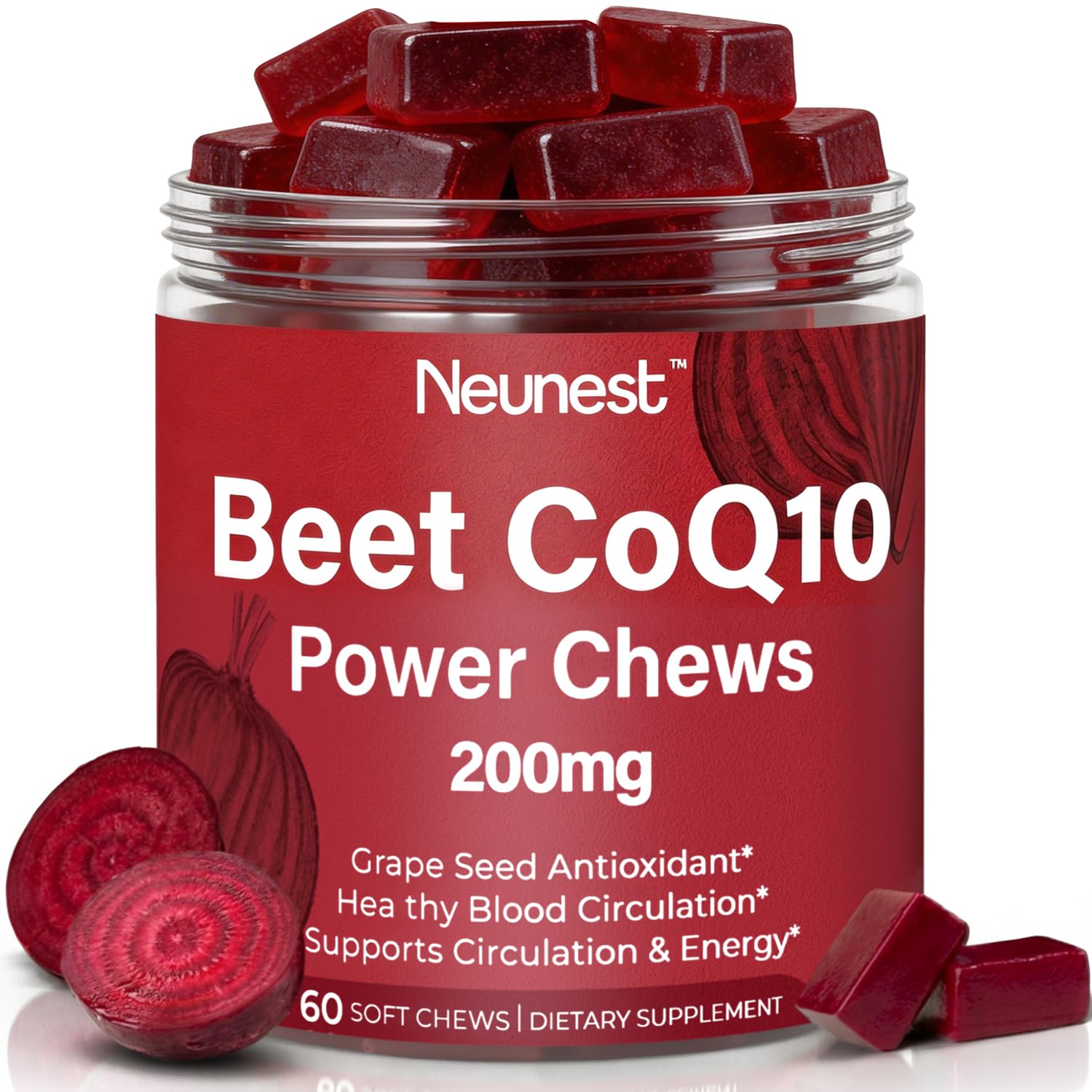 NEUNEST Beet Chews front view with berry flavour