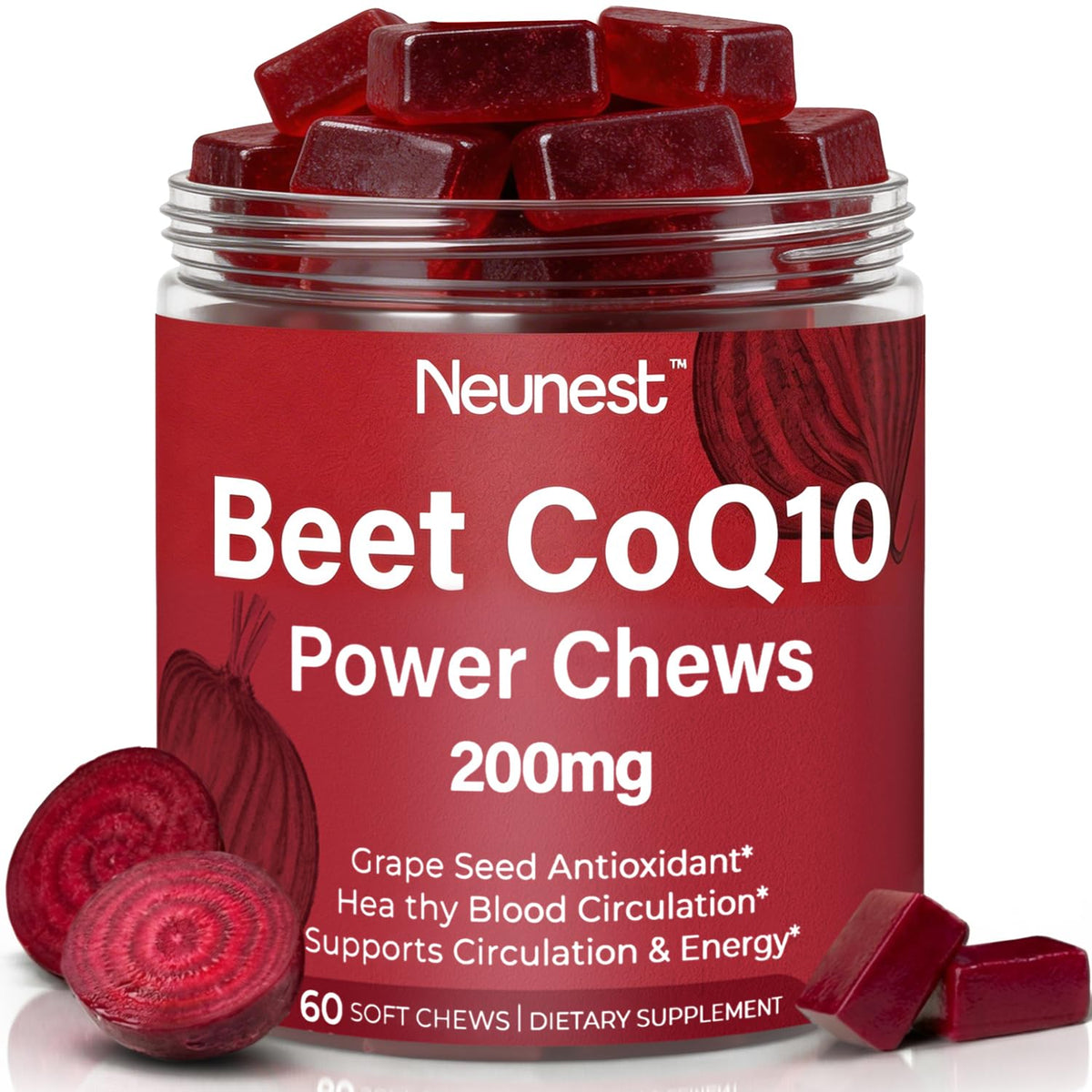 NEUNEST Beet Chews front view with berry flavour