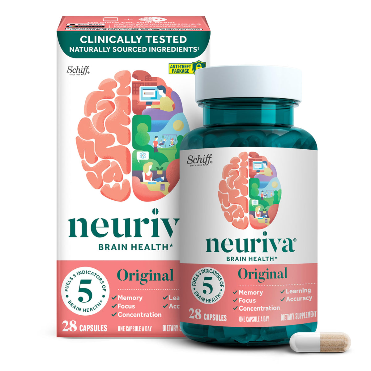 NEURIVA Brain Health Supplement 30 Capsules front view