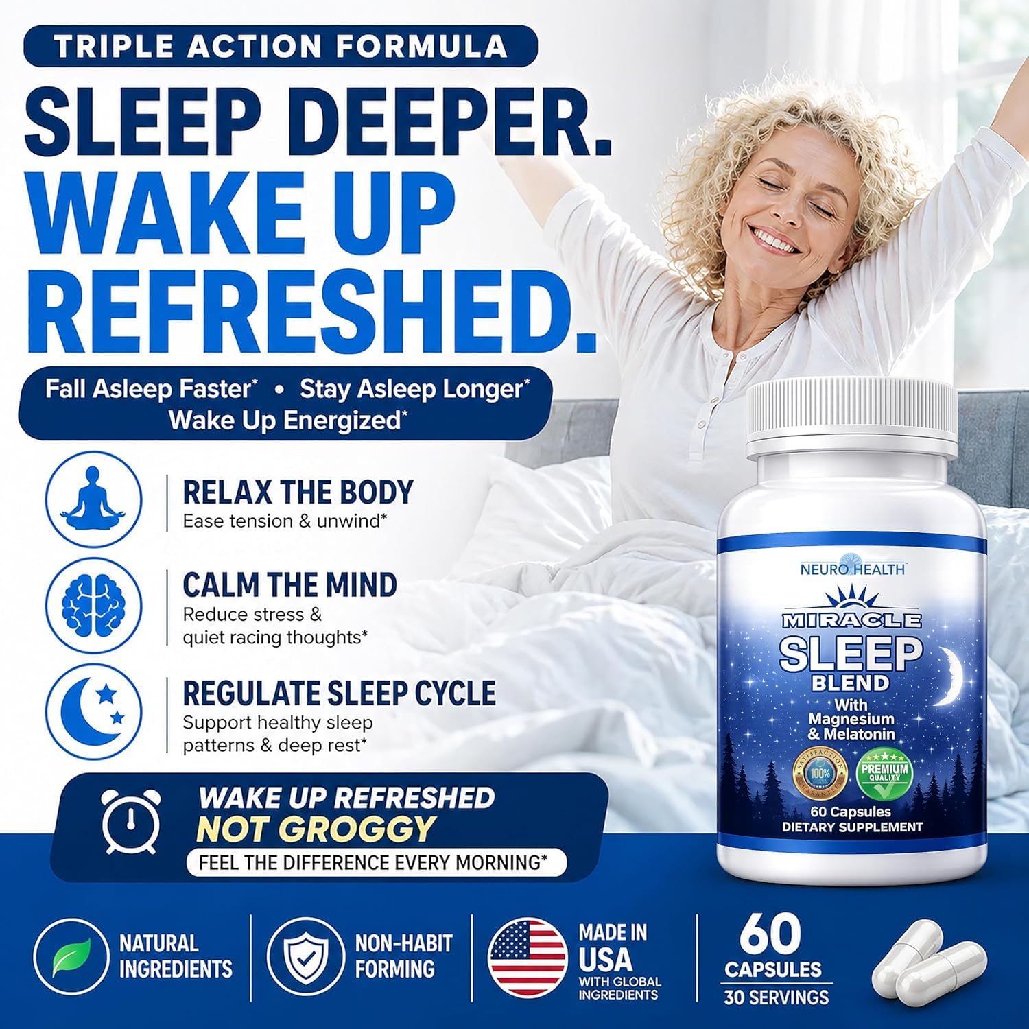 Neuro Health Miracle Sleep Blend bottle side view