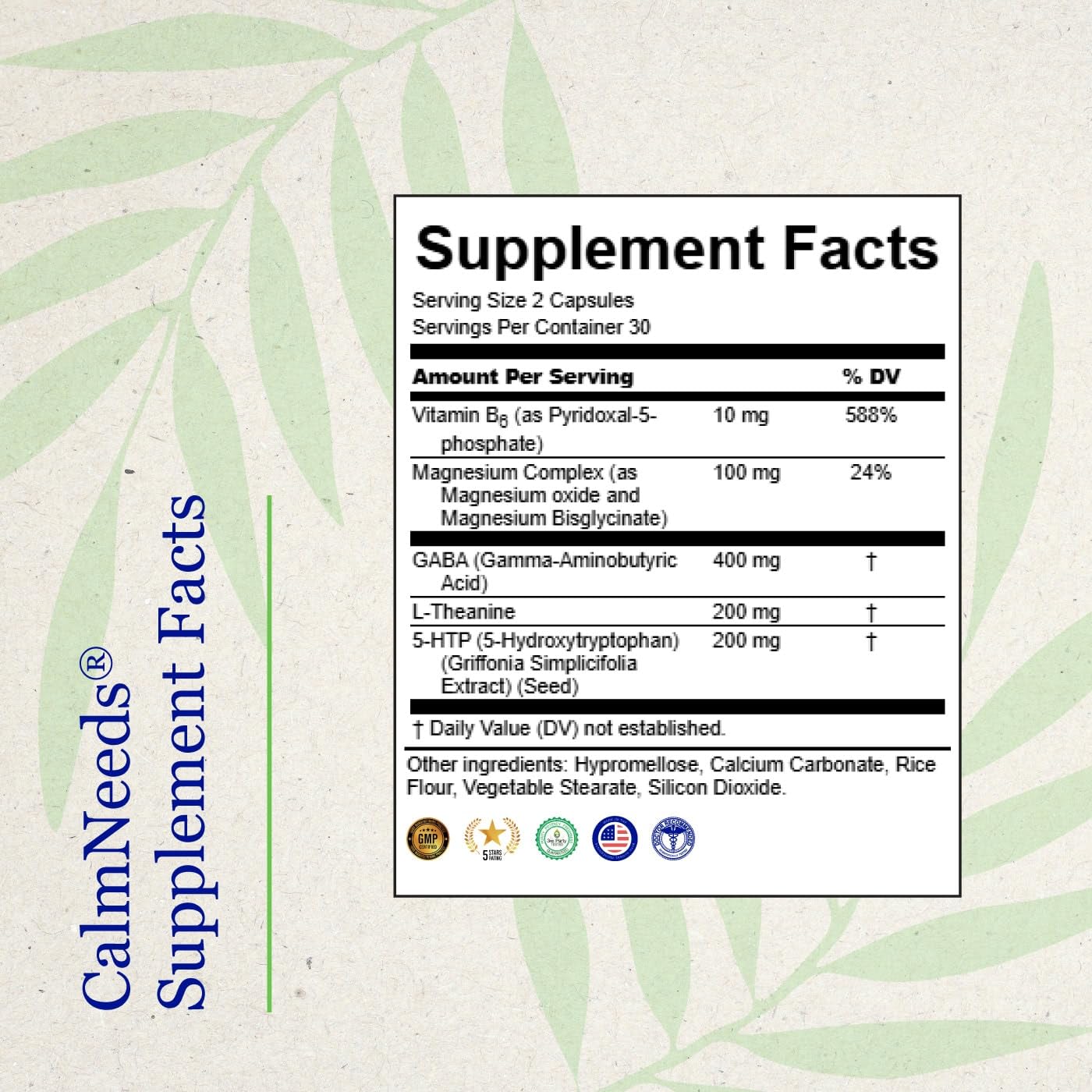 Neuro Needs 5-HTP Supplement side view showing capsule