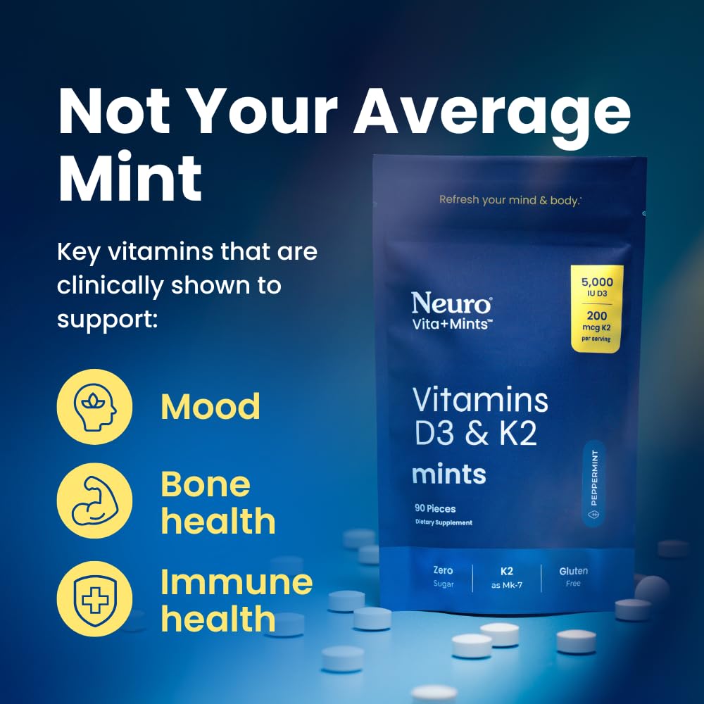 Neuro Vitamin D3K2 mint supplement showing individual mint