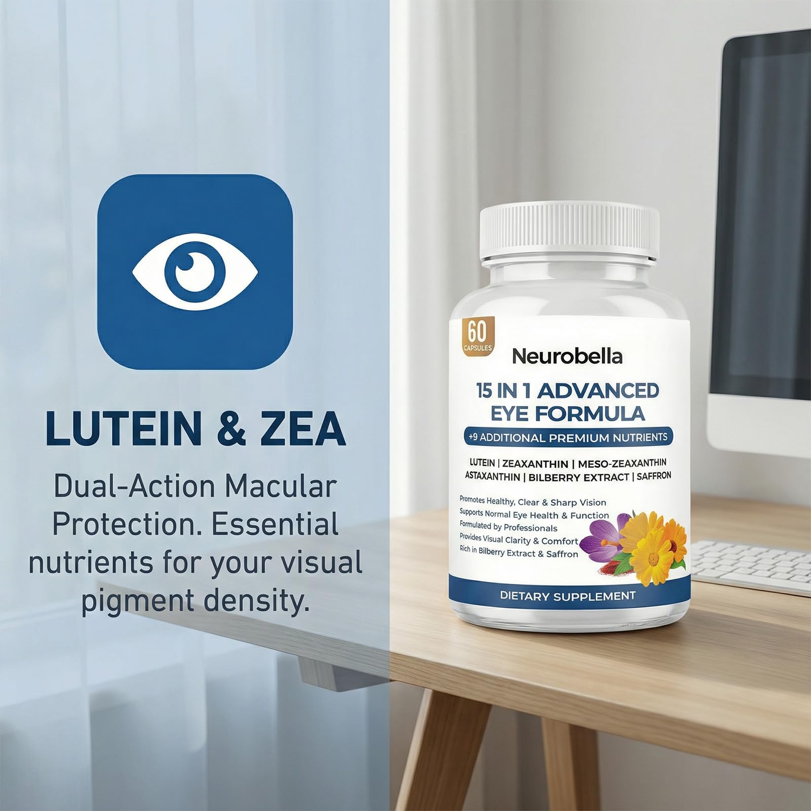 NEUROBELLA Lutein Eye Nutrition Supplement in a lifestyle setting