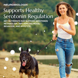 Neurobiologix Mood Plus 5-HTP Supplement with a glass of water