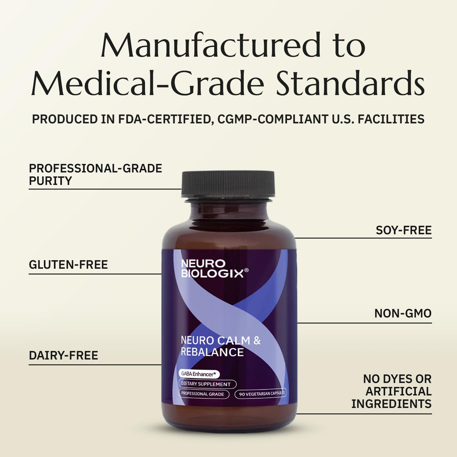 Neurobiologix Neuro Calm & Rebalance capsules opened bottle