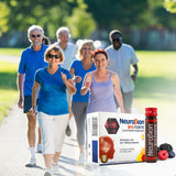Neurobion B-Complex liquid supplement vials arranged on a table